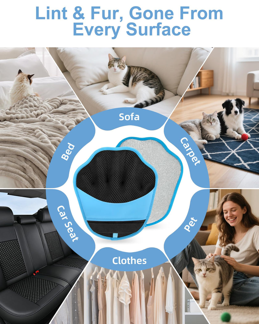 Upgraded Pet Hair Removal Glove, 2 Pair Five-Finger Electrostatic Pet Hair Removal Glove for Cats & Dogs, Reusable Magic Brush for Laundry, Couch, Carpet, Car Seat, Pet Hair Remover Tool (Blue) 🍁 All In One Marketplace Canada