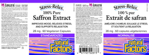 Natural Factors Stress-Relax Saffron Extract 28 mg, 60 DAY SUPPLY, 100% Pure, 60 Veg Caps, Improves Mood, Relieves Stress & Supports Relaxation, Proudly Canadian 🍁 All In One Marketplace Canada