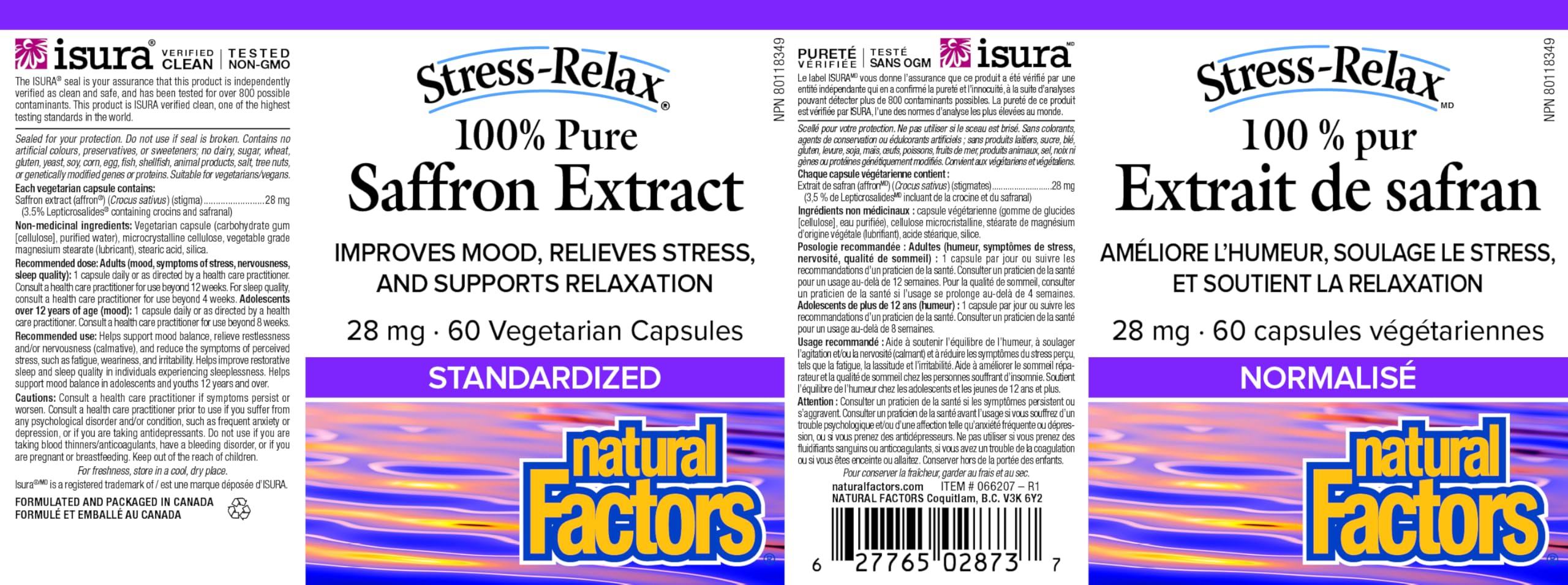 Natural Factors Stress-Relax Saffron Extract 28 mg, 60 DAY SUPPLY, 100% Pure, 60 Veg Caps, Improves Mood, Relieves Stress & Supports Relaxation, Proudly Canadian 🍁 All In One Marketplace Canada
