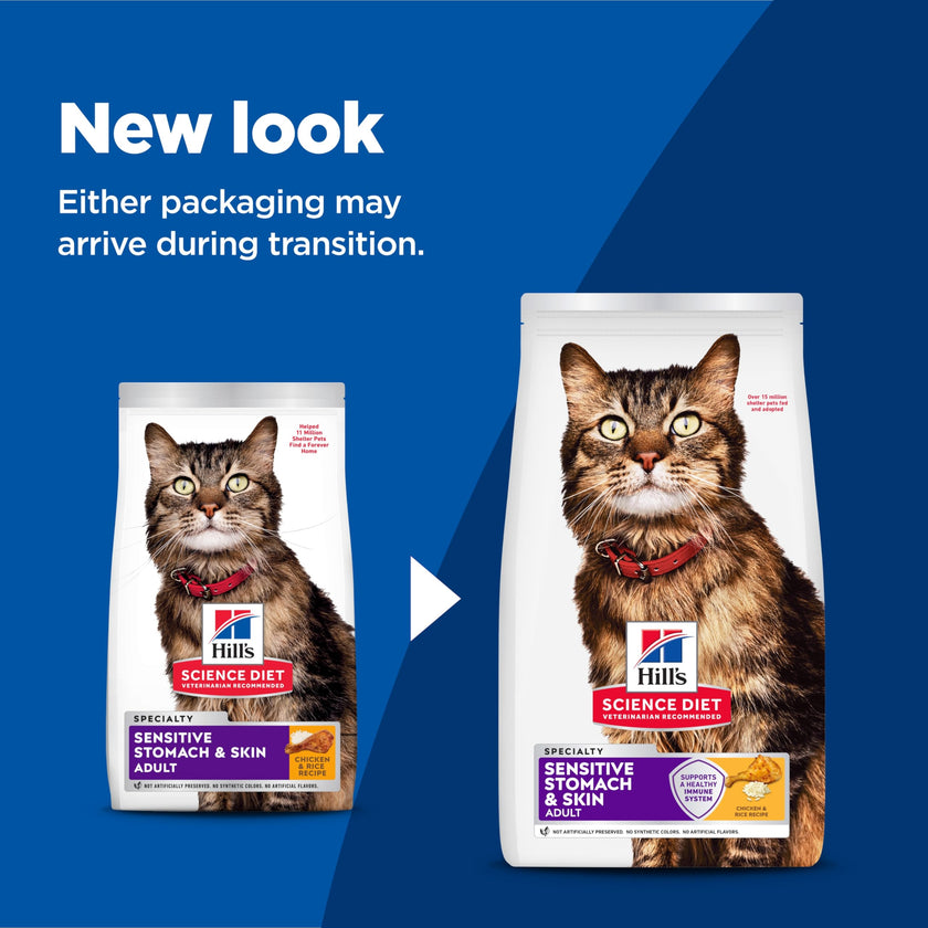 Hill's Science Diet Adult Sensitive Stomach & Skin Chicken & Rice Recipe Dry Cat Food 7.03 kg Bag 🍁 All In One Marketplace Canada