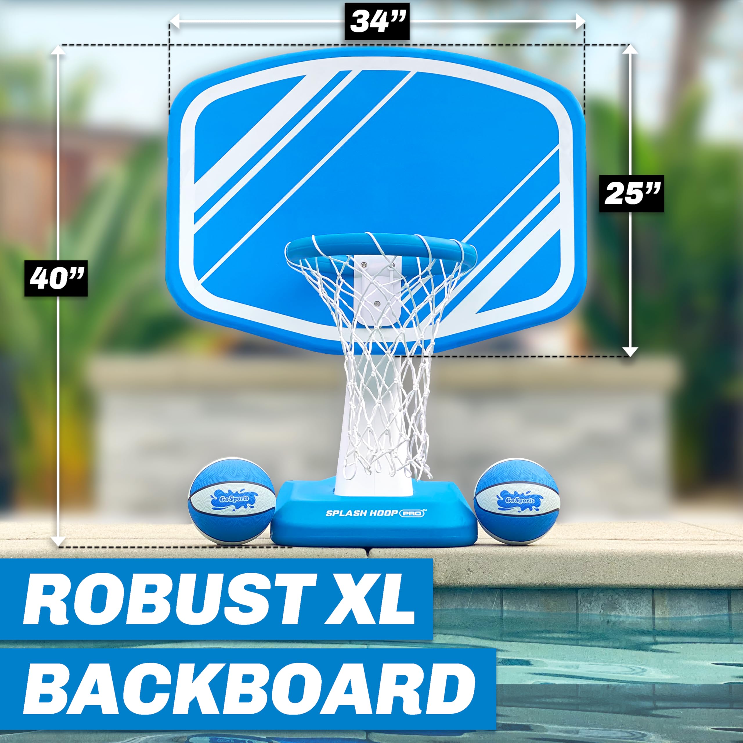GoSports Splash Hoop PRO Swimming Pool Basketball Game - Includes Poolside Water Basketball Hoop, 2 Balls and Pump - Blue 🍁 All In One Marketplace Canada