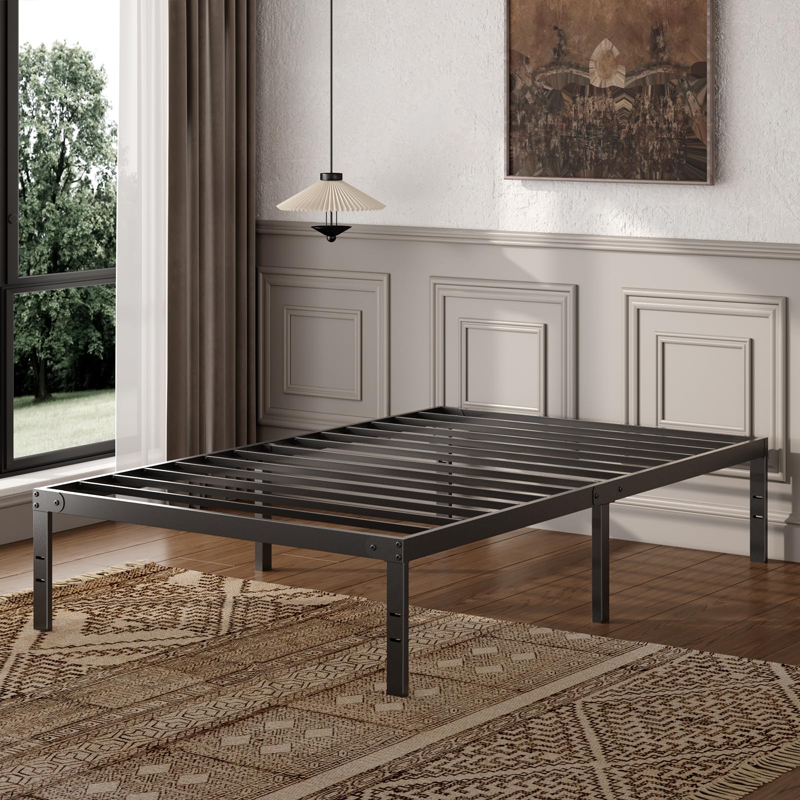 Sweetcrispy Twin Size Bed Frame, 12 Inch Under Bed Storage, Black 🍁 All In One Marketplace Canada