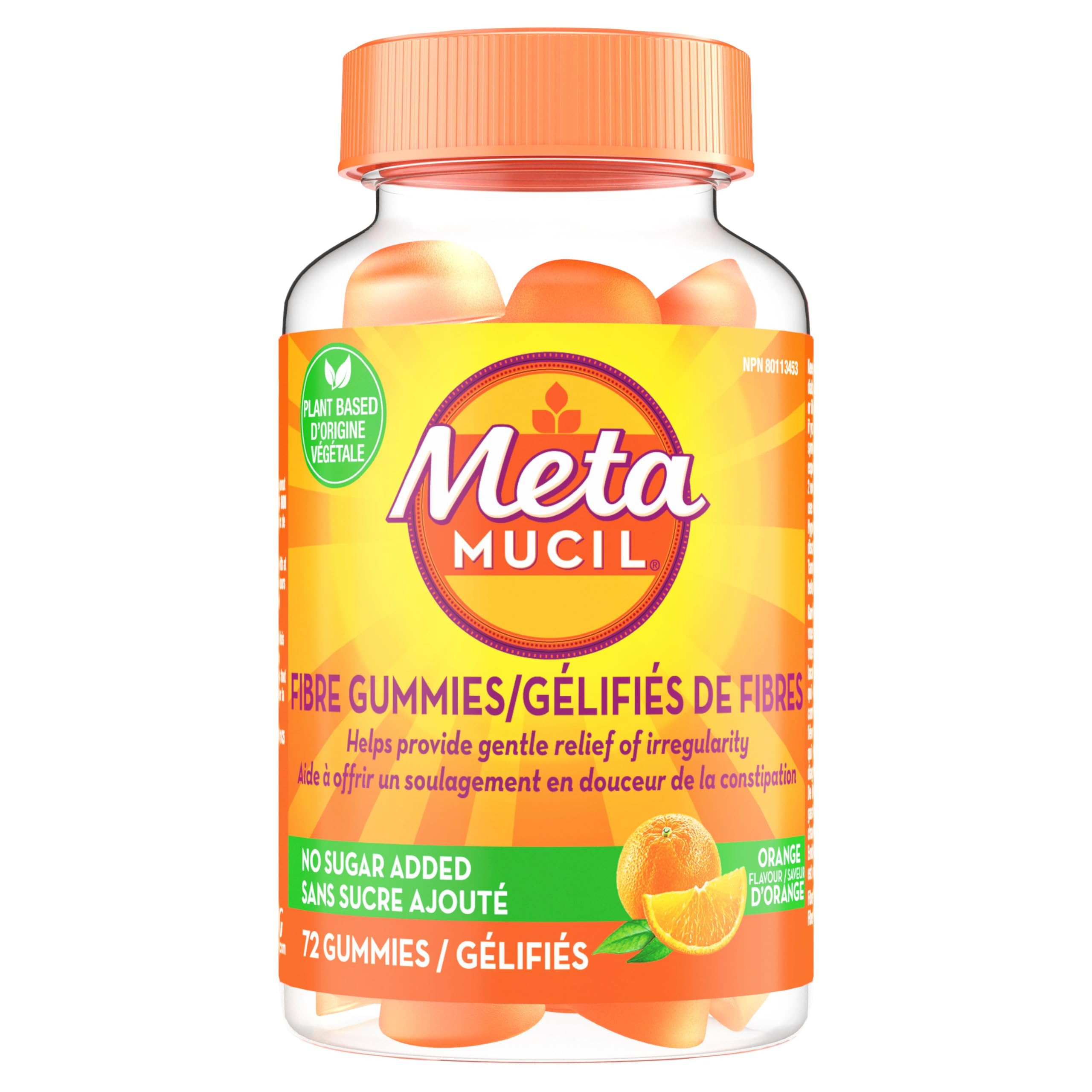Metamucil Fibre Gummies, No Sugar Added, Daily Supplement, Prebiotic Plant-Based Fibre Blend, Orange Flavour, 72 Gummies 🍁 All In One Marketplace Canada