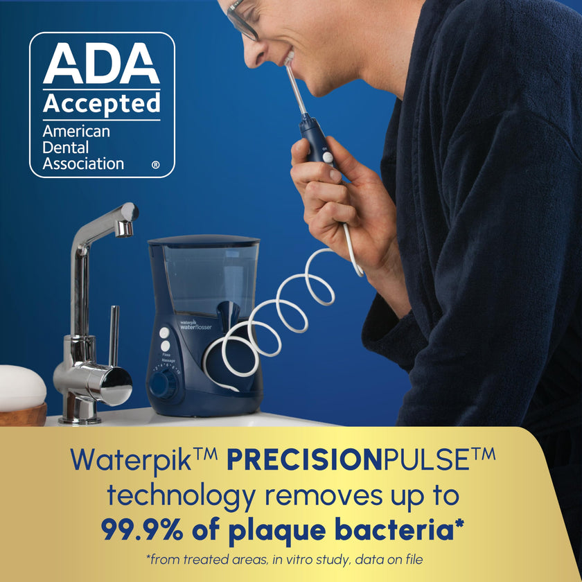 Waterpik Aquarius Water Flosser For Teeth Cleaning, Gums, Braces, Dental Care, Electric Power With 10 Settings, 7 Tips For Multiple Users & Needs, CDA Validated, Blue WP-663, Packaging May Vary 🍁 All In One Marketplace Canada