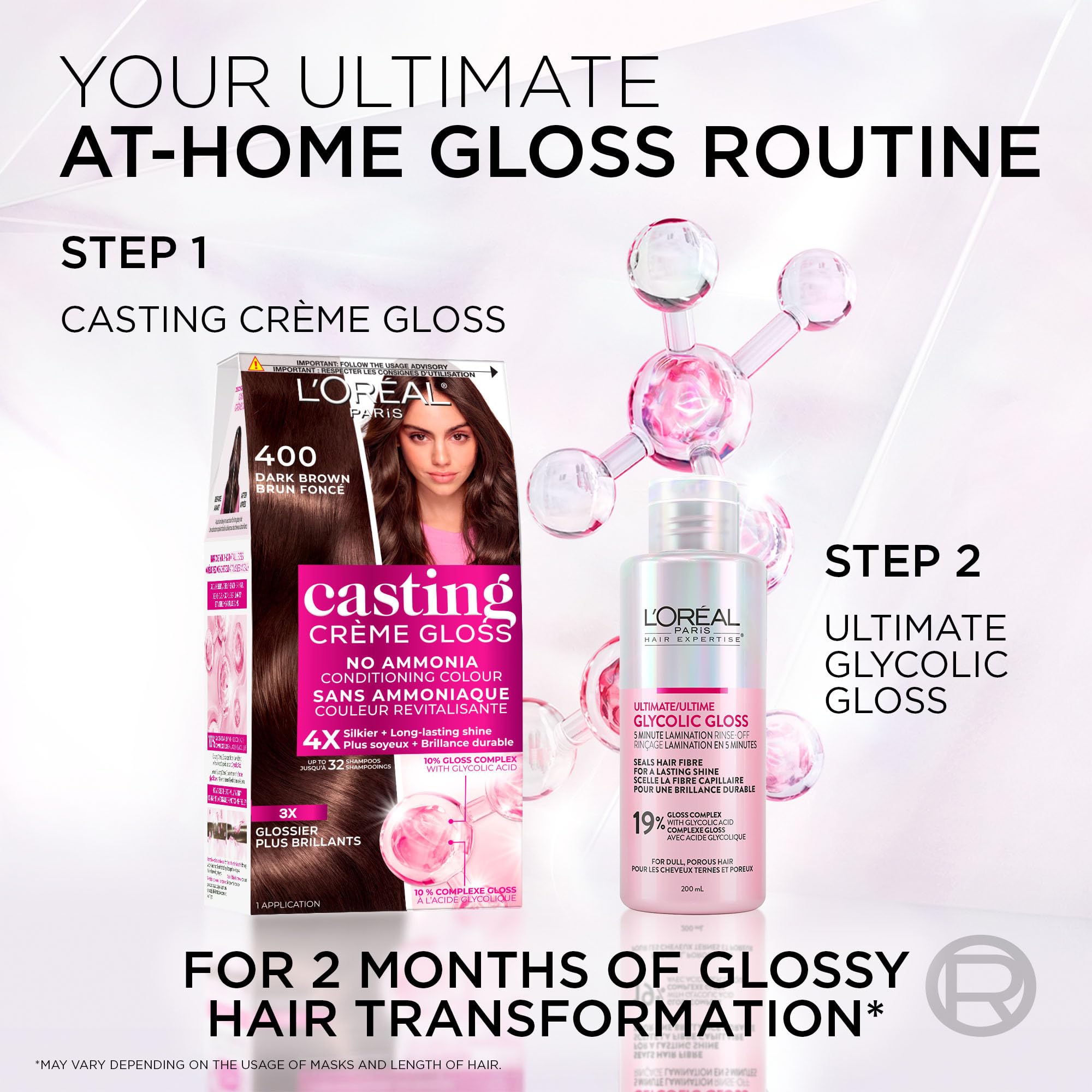 L'Oréal Paris Casting Crème Gloss Hair Dye, 400 Dark Brown, Semi permanent Hair Color with Hair Gloss, 1 Kit (Pack of 2) 🍁 All In One Marketplace Canada