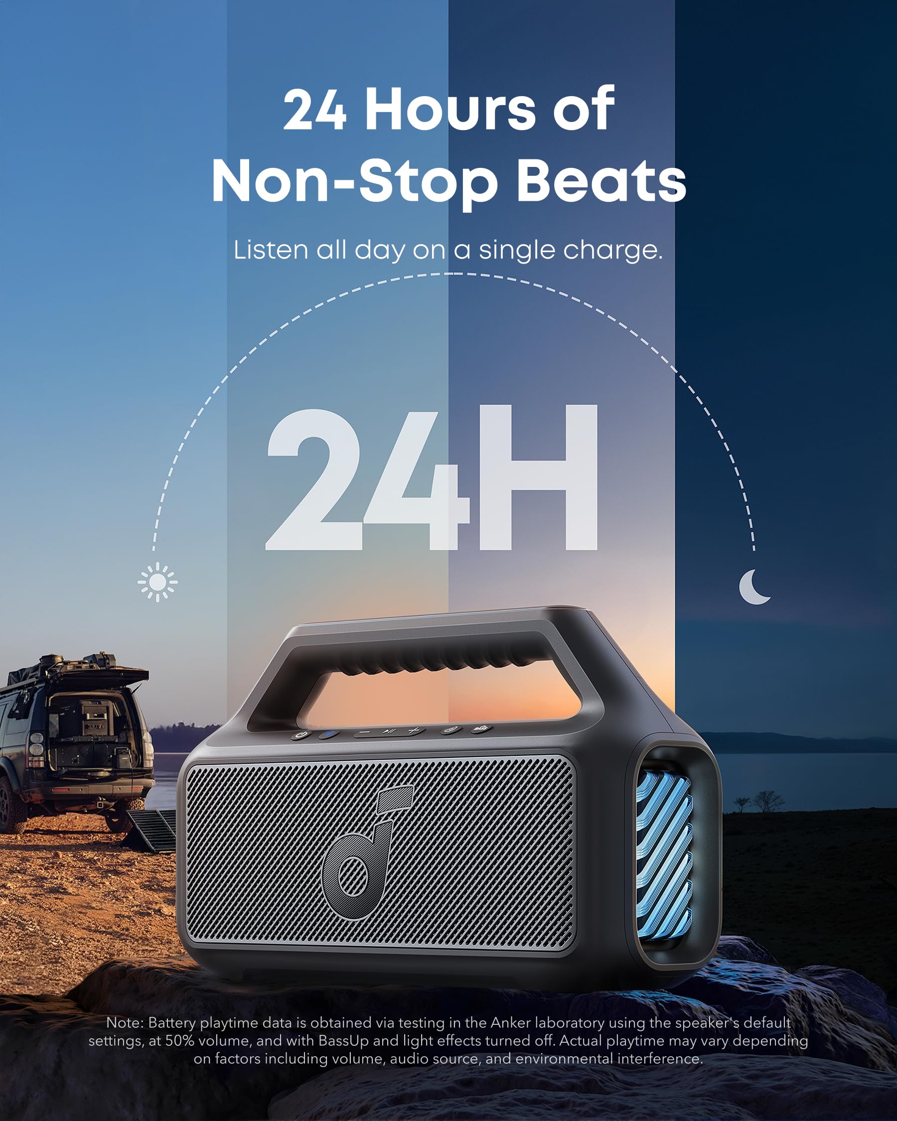 soundcore Boom 2 Outdoor Speaker, 80W, Subwoofer, BassUp 2.0, 24H Playtime, IPX7 Waterproof, Floatable, RGB Lights, USB-C, Custom EQ, Bluetooth 6.0, Portable, Camping, Beach, and Backyard-Black 🍁 All In One Marketplace Canada