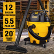 DEWALT 12 Gallon Poly Wet/Dry Vac, 5.5 HP Shop Vacuum Wet Vacuum Cleaner for Workshop, Jobsite, Commericial Area, Large Pick-Up Capacity, Yellow,DXV12P 🍁 All In One Marketplace Canada
