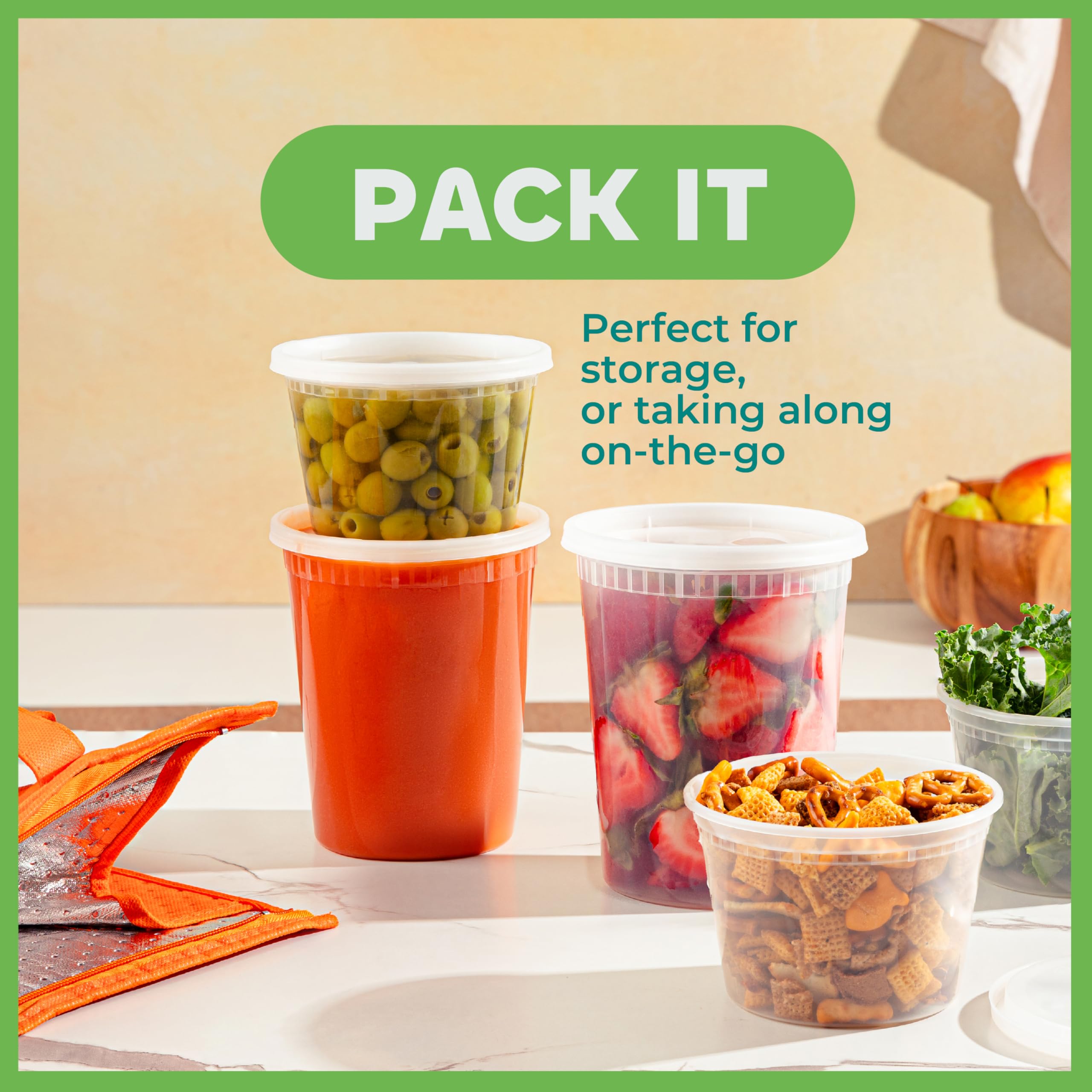 Deli Food Containers with Lids - (16 Sets) 8-32 Oz Quart Size & 8-16 Oz Pint Size Airtight Food Storage Takeout Meal Prep Containers, BPA-Free, Dishwasher, Microwave Safe 🍁 All In One Marketplace Canada