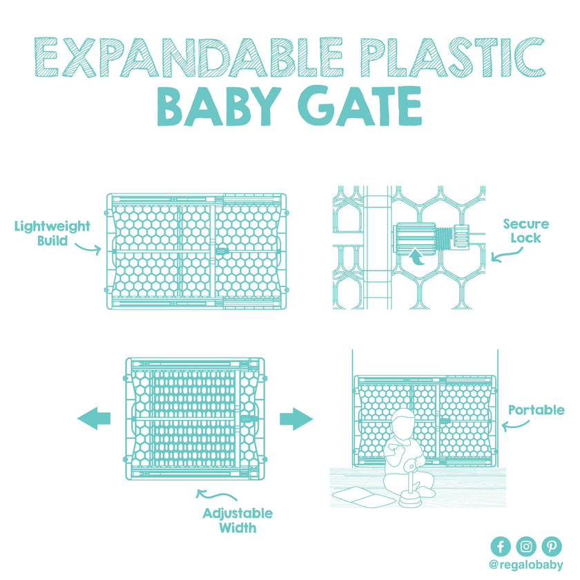 Regalo Easy Fit Plastic Adjustable Extra Wide Baby Gate, Award Winning Brand, 23 Inches Tall, Fits Openings Between 28 to 42 Inches, Pressure Mounted 🍁 All In One Marketplace Canada
