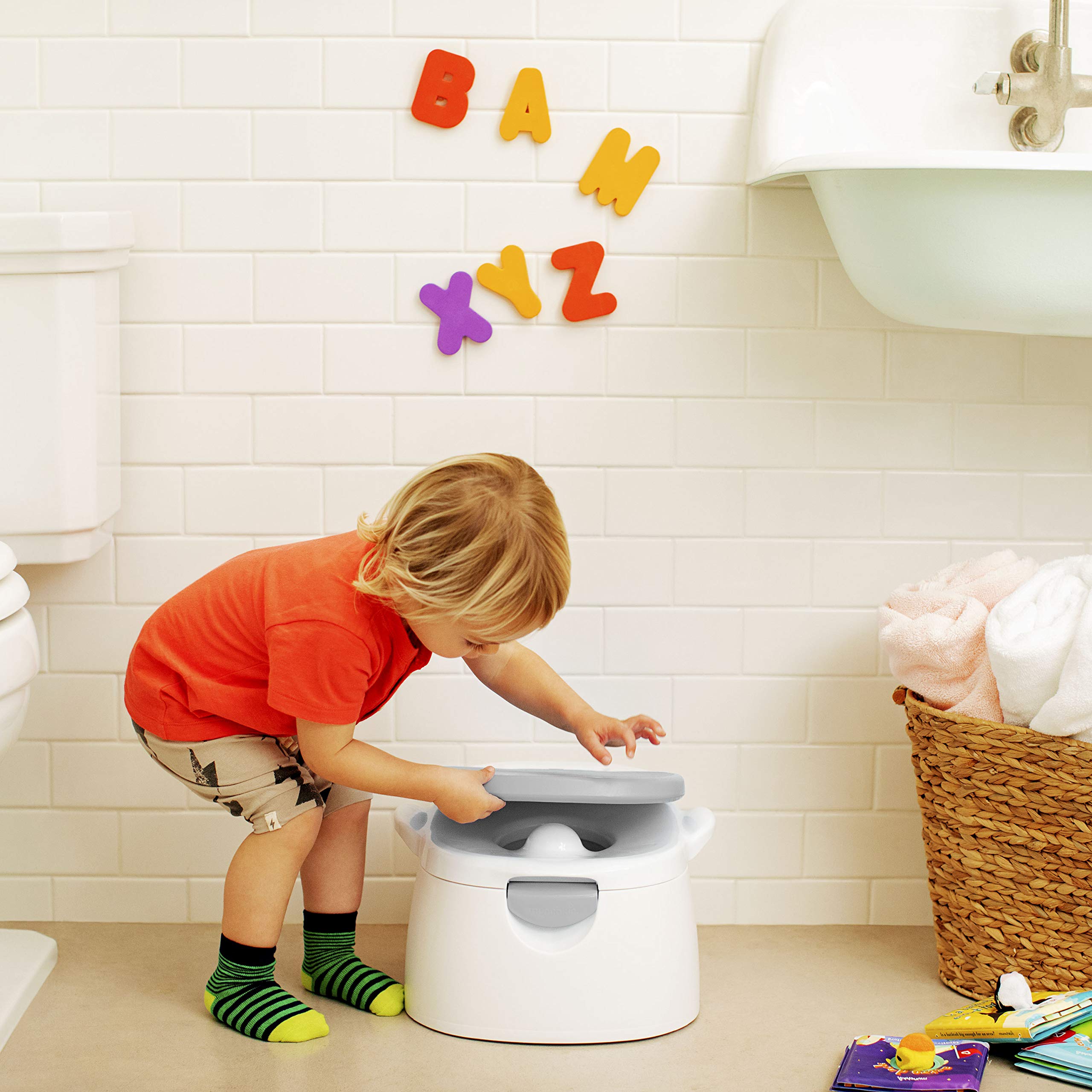 Munchkin Arm & Hammer Multi-Stage 3-in-1 Potty Seat, (Potty Chair, Trainer Ring and Step Stool), Grey 🍁 All In One Marketplace Canada