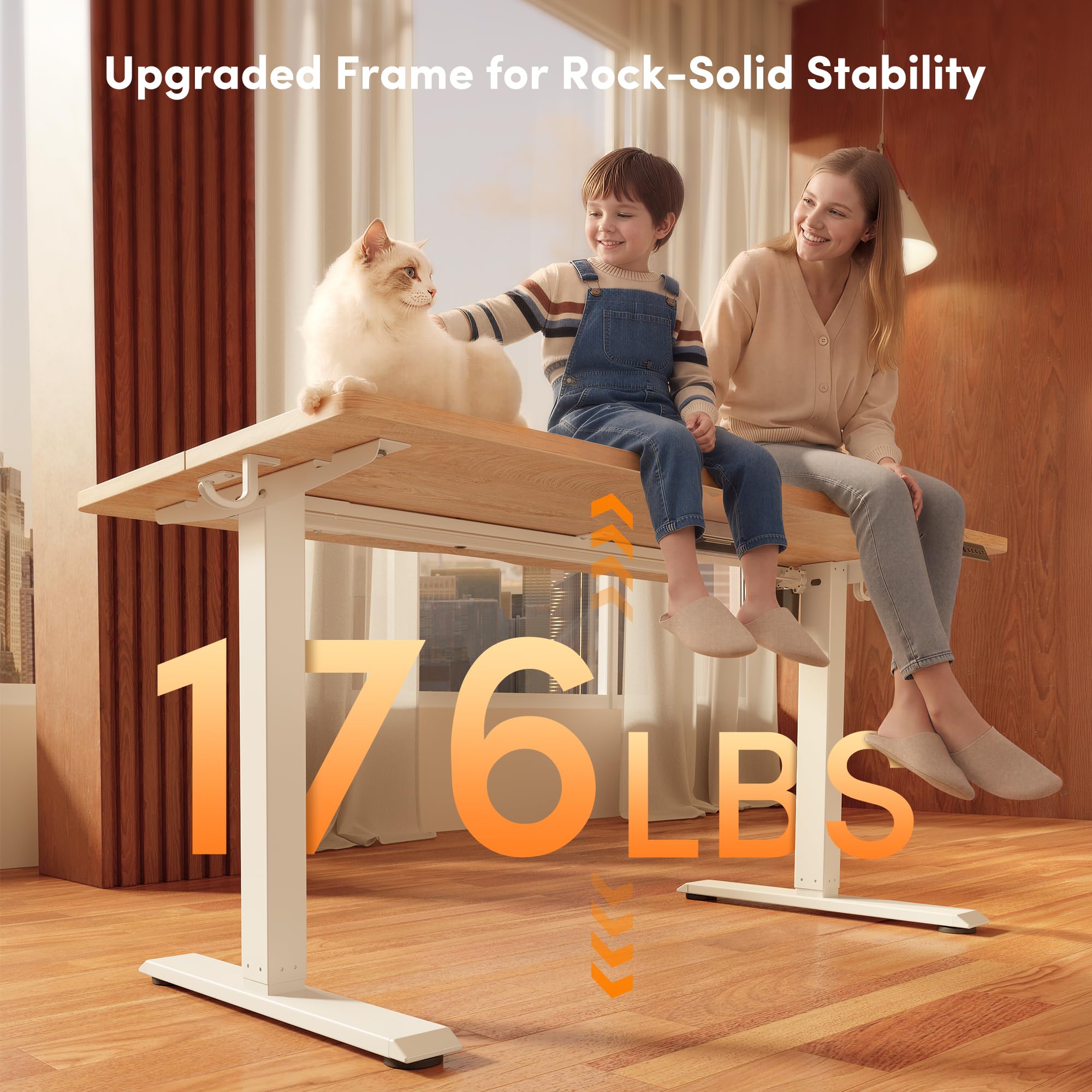 FEZIBO Standing Desk 47 x 24 Inch, Height Adjustable Desk with Memory Buttons, Electric Sit Stand Desk with 7th Gen Lift System, Home Office Table with Splice Board (Maple) 🍁 All In One Marketplace Canada