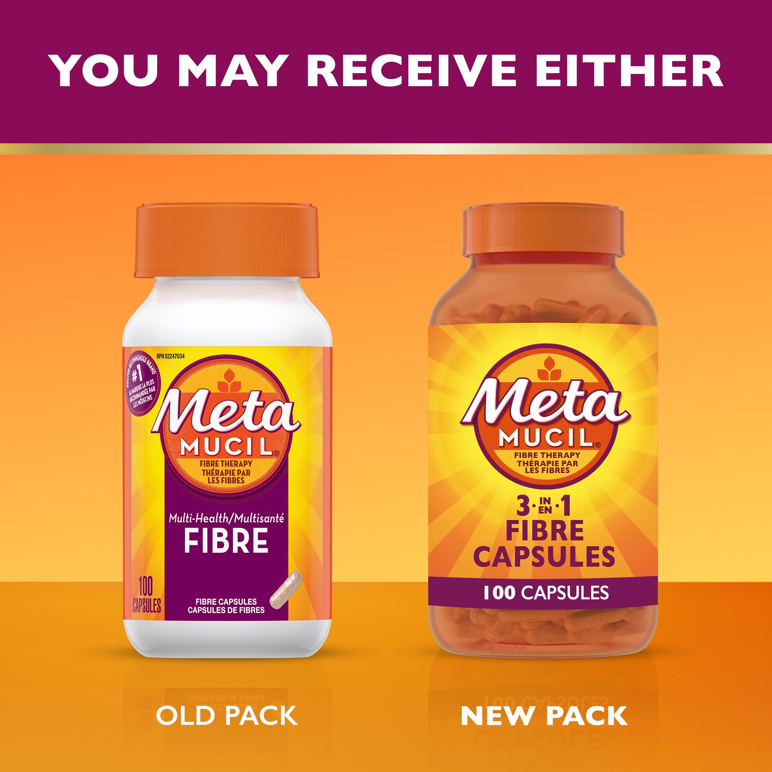 Metamucil Daily Fibre Supplement, Sugar Free, Naturally Sourced Psyllium Husk, Multi-Health Benefit Daily, Plant-Based, Gluten-Free Capsules, 100 Capsules 🍁 All In One Marketplace Canada
