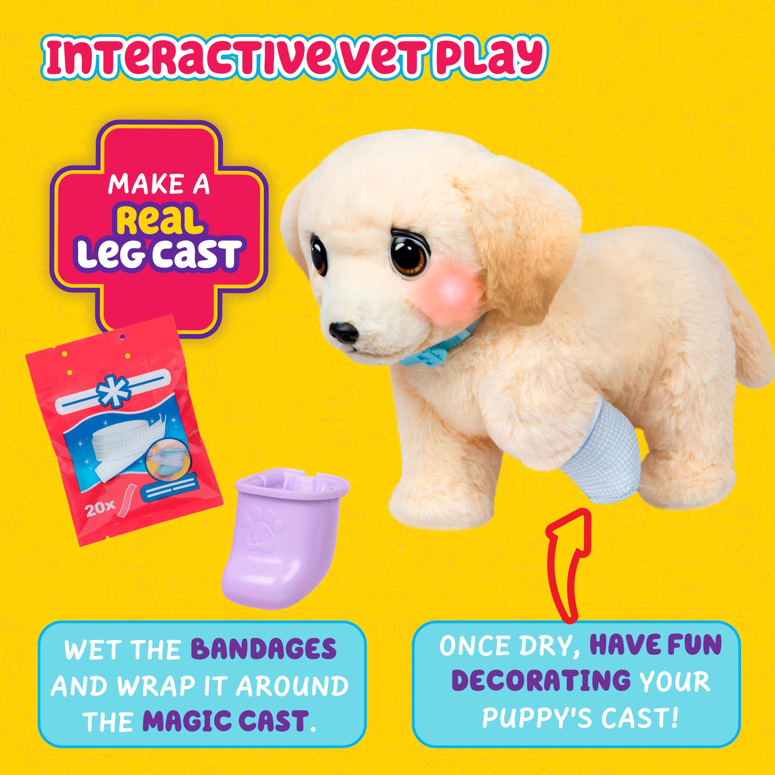 Little Live Pets Ouchies - Cooper The Retriever Puppy|Transform from Injured to Healed Like a Vet. Make a Real Cast. Walking Puppy with Carrier (35cm/13.8in Tall). Repeat Play. 50+ Sounds & Reactions 🍁 All In One Marketplace Canada