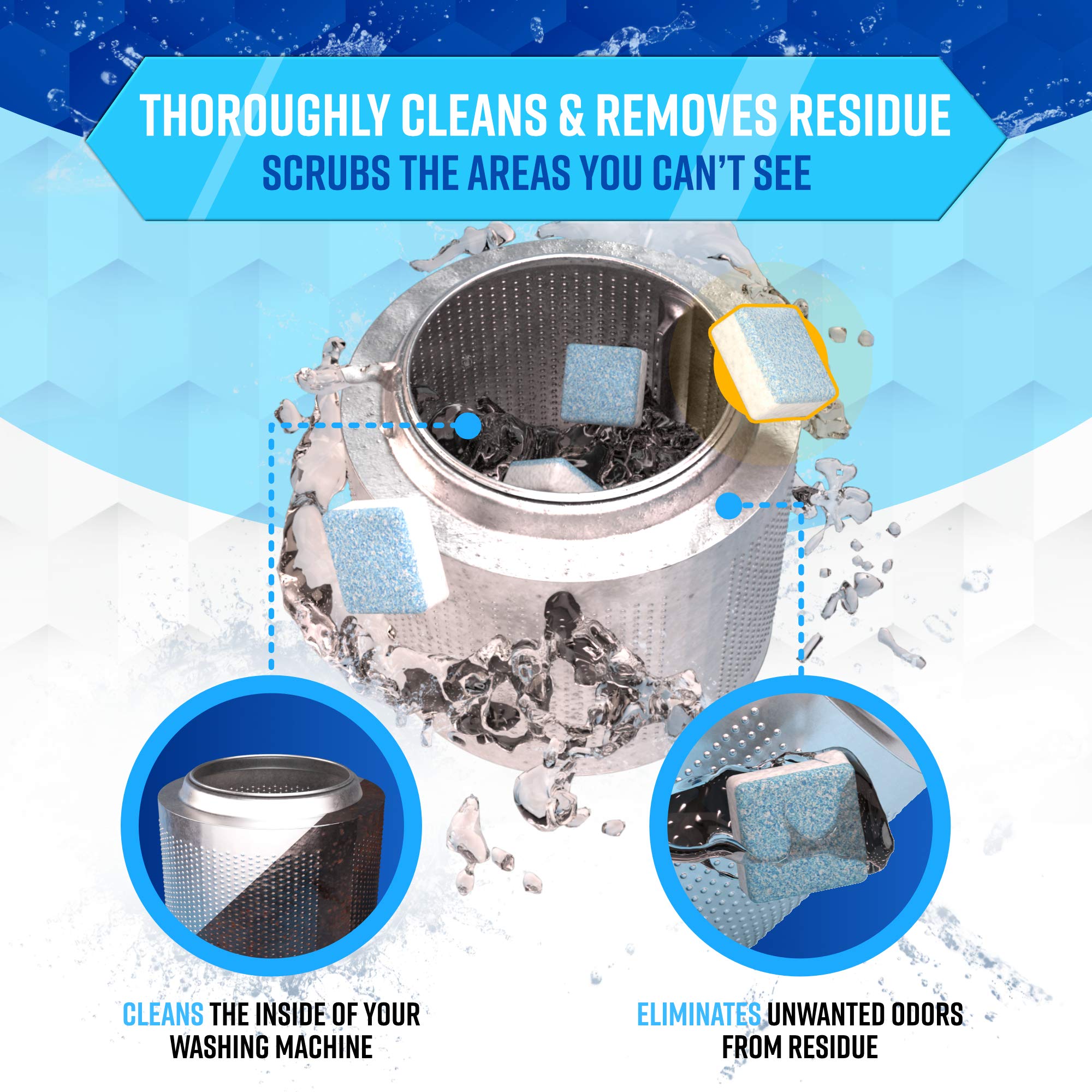 Washing Machine Cleaner Descaler 24 Pack - Deep Cleaning Tablets For HE Front Loader & Top Load Washer, Septic Safe Eco-Friendly Deodorizer, Clean Inside Drum and Laundry Tub Seal - 12 Month Supply 🍁 All In One Marketplace Canada