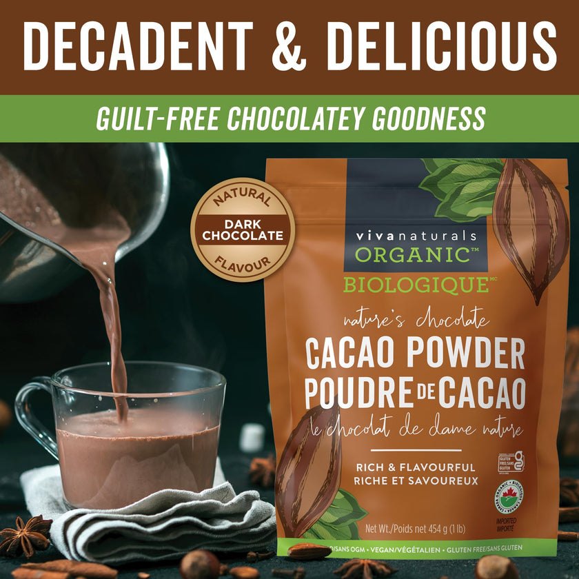 Viva Naturals Organic Non-GMO Cacao Powder, 1 Pound Bag 🍁 All In One Marketplace Canada