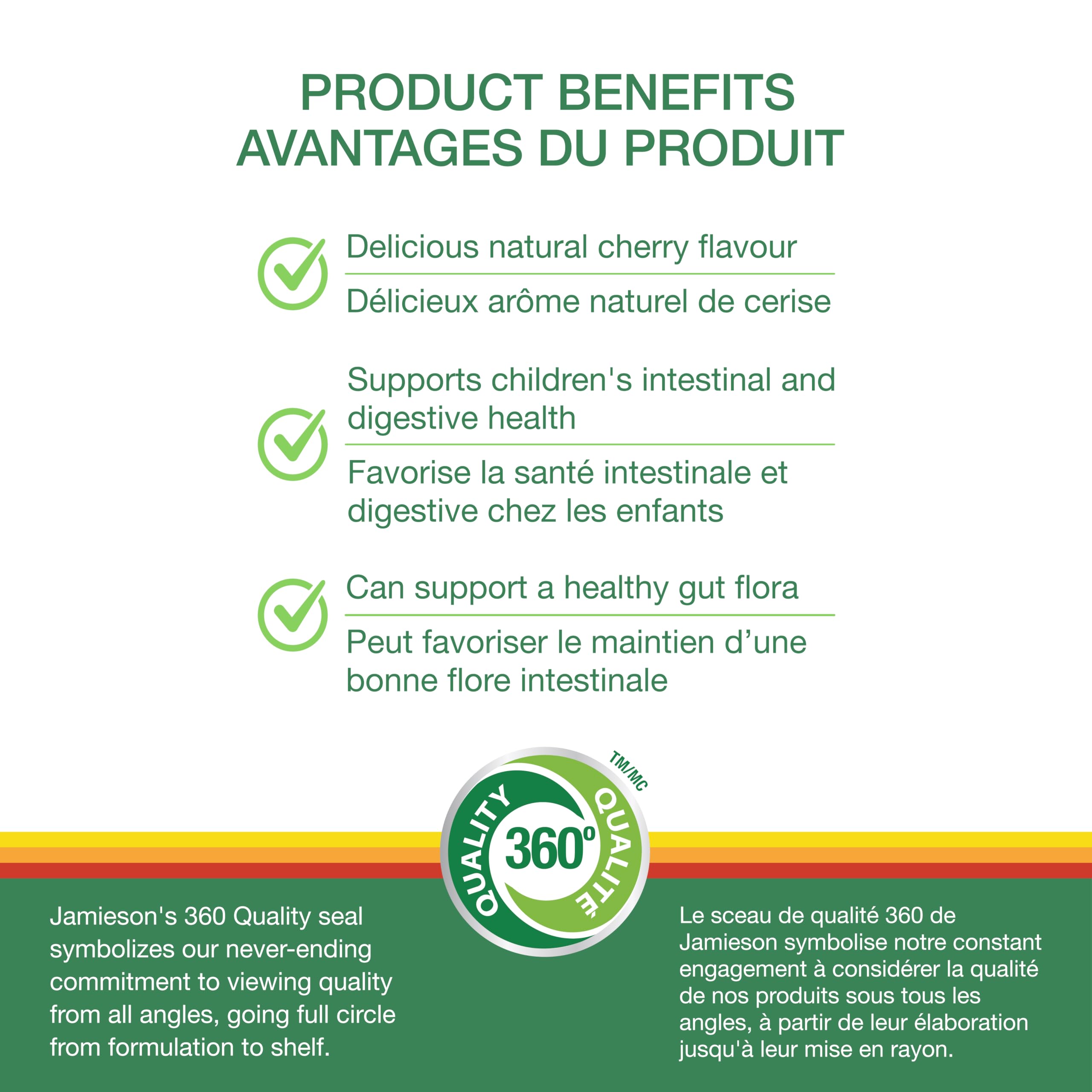 Jamieson Probiotic for Kids, 60 Chewable Tablets, 5 Billion CFU, Natural Cherry Flavour, Digestive and Intestinal Health. Non-GMO, No Artificial Colours, Flavours, or Preservatives, 60 Count 🍁 All In One Marketplace Canada