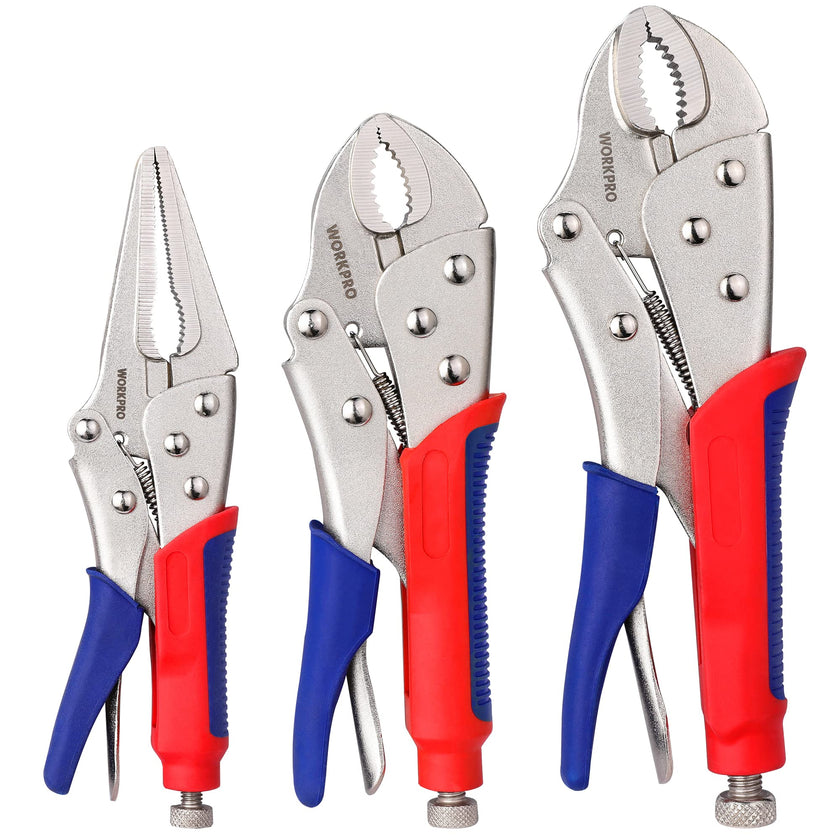 WORKPRO 3-piece Locking Pliers Set, 10-inch Curved Jaw, 7-inch Curved Jaw and 6-1/2-inch Straight Jaw 🍁 All In One Marketplace Canada