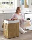 SONGMICS Laundry Hamper with Lid, 23.8 Gallon (90 L) Synthetic Rattan Clothes Laundry Basket with Lid and Handles, Foldable, Removable Liner, Natural ULCB051N01V1 🍁 All In One Marketplace Canada