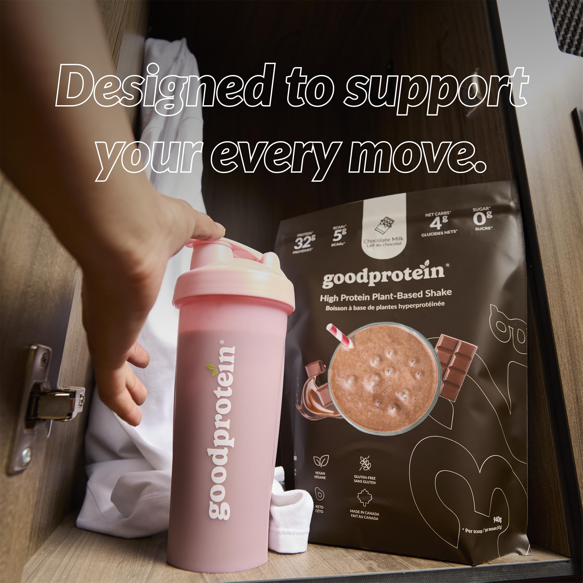 Good Protein – 32g Protein, Vegan High Protein Powder, 100% Natural, Non-GMO, Dairy-free, Gluten & Soy Free and No Added Sugar. Plant-Based Protein Shake (Chocolate Milk, 470 g) 🍁 All In One Marketplace Canada
