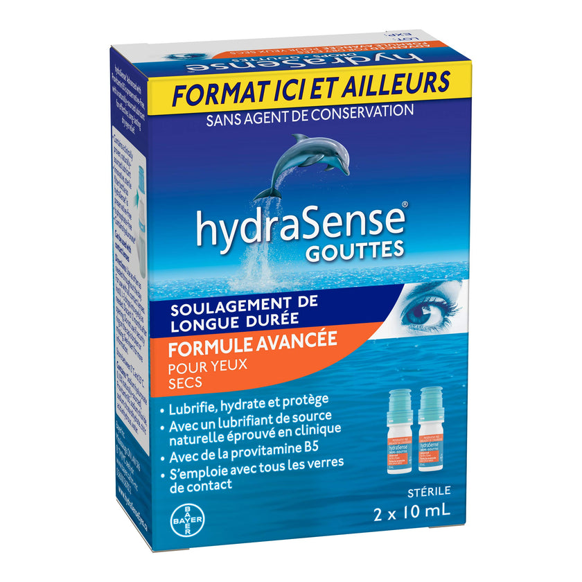 HydraSense Advanced Eye Drops, For Dry Eyes, Preservative Free, Naturally Sourced Lubricant, With Provitamin B5, Home and Away Twin Pack (2 x 10 mL), 20 mL 🍁 All In One Marketplace Canada
