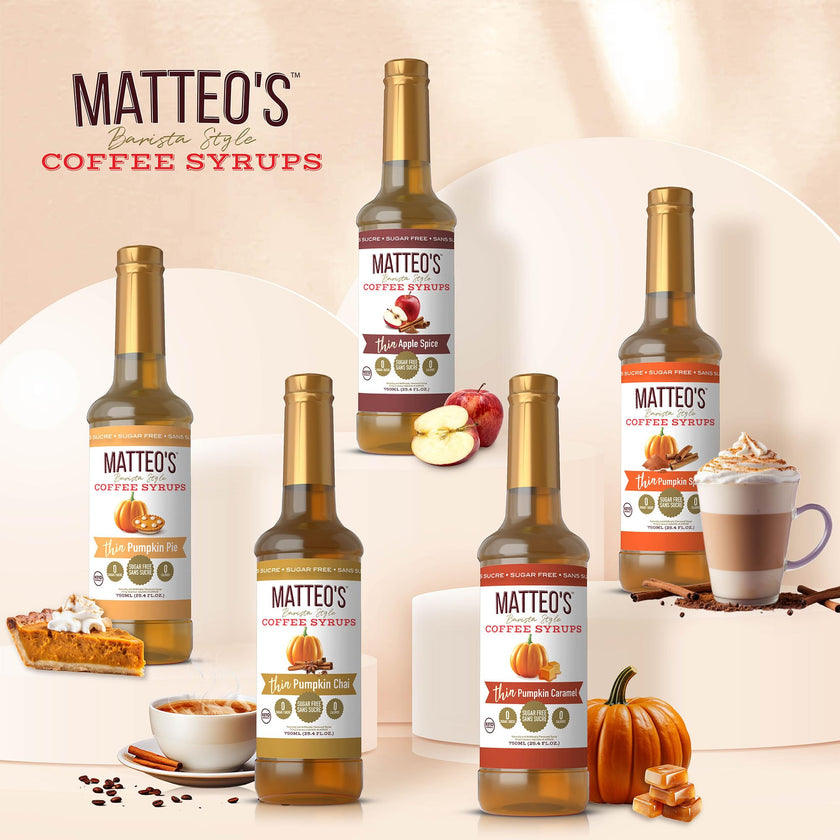 Matteo's Barista Style Sugar-Free Coffee Syrup, 6 Flavour Dessert Variety Pack, Zero Calories and Sugar, Keto-Friendly Coffee Syrups, Delicious Flavoured Coffee Syrup - 25.4 oz Syrup Bottles 🍁 All In One Marketplace Canada