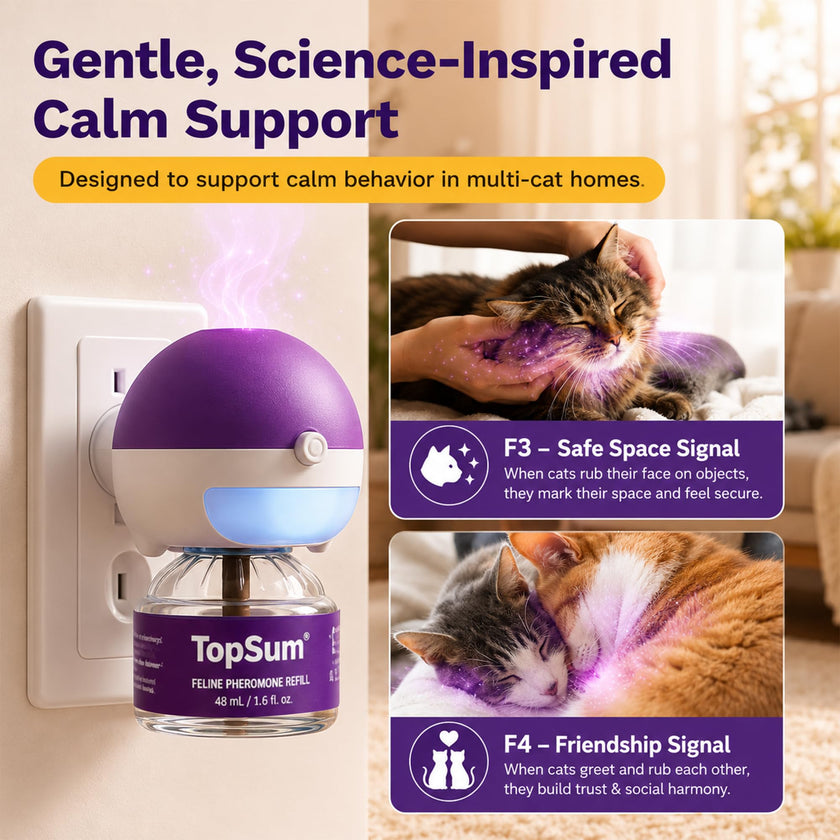 TopSum Cat Pheromone Diffuser: Cat Calming Diffuser for Spraying, Scratching, Excessive Meowing & Multi-Cat Homes, Ideal for Cats Alone at Home - VHP Registered NN.Z4H1 (2 Diffusers+2 Refills) 🍁 All In One Marketplace Canada