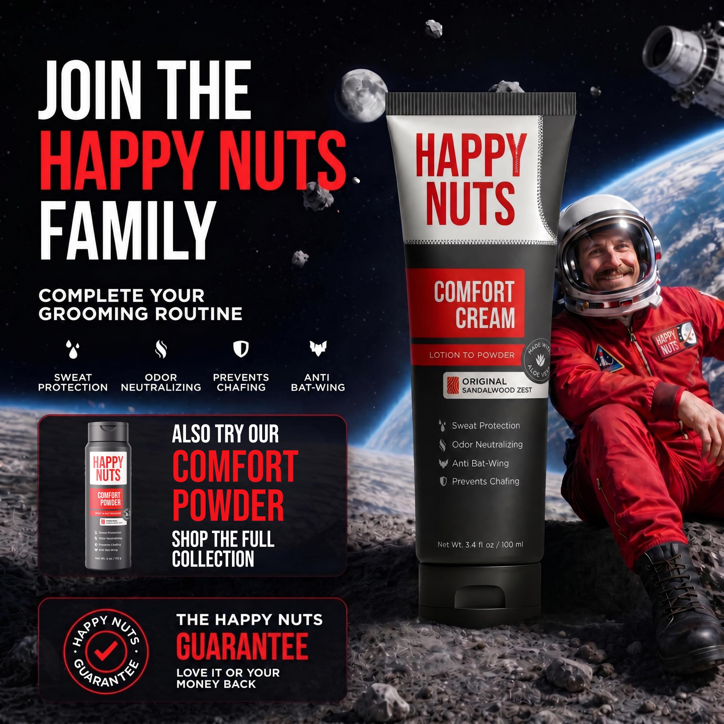 Happy Nuts Comfort Cream Deodorant For Men: Anti-Chafing Sweat Defense, Odor Control, Aluminum-Free Mens Deodorant & Hygiene Products for Men's Private Parts 🍁 All In One Marketplace Canada