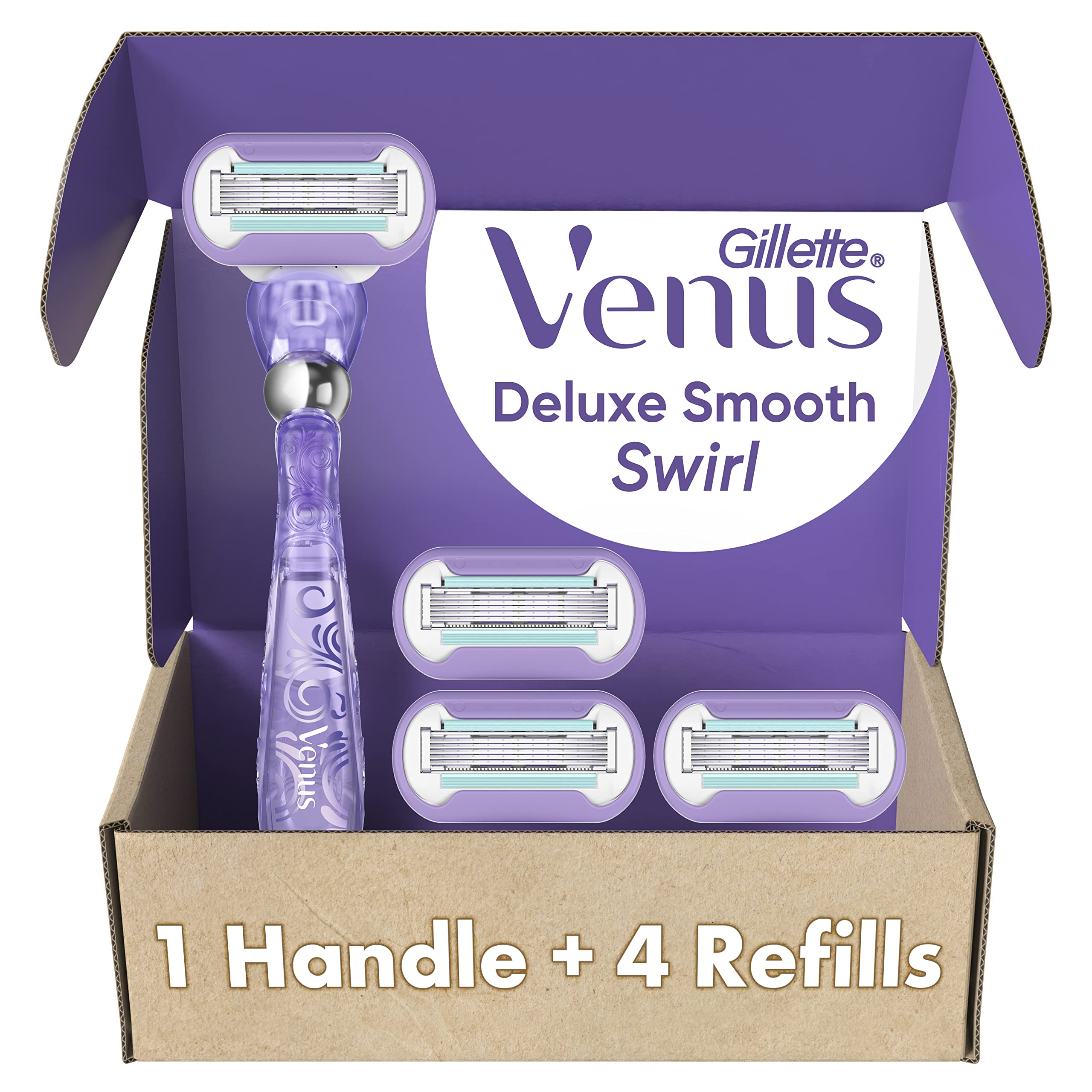 Gillette Razor for Women, Venus Razors Extra Smooth Contour, 5-Blade Cartridges, 1 Handle + 4 Refills + Pivoting Head + Shower Holder 🍁 All In One Marketplace Canada