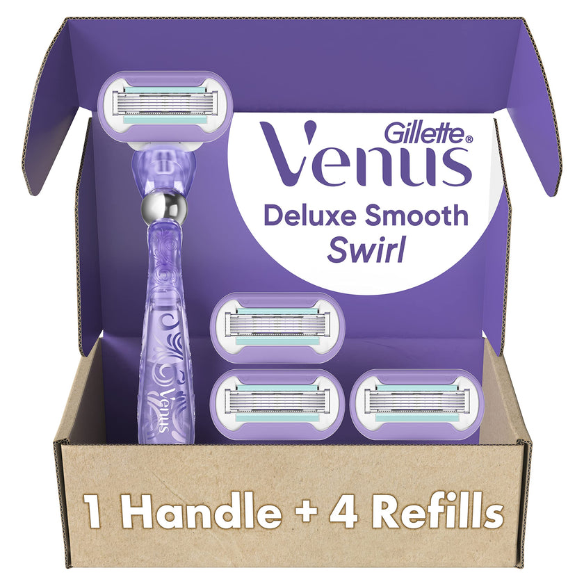 Gillette Razor for Women, Venus Razors Extra Smooth Contour, 5-Blade Cartridges, 1 Handle + 4 Refills + Pivoting Head + Shower Holder 🍁 All In One Marketplace Canada