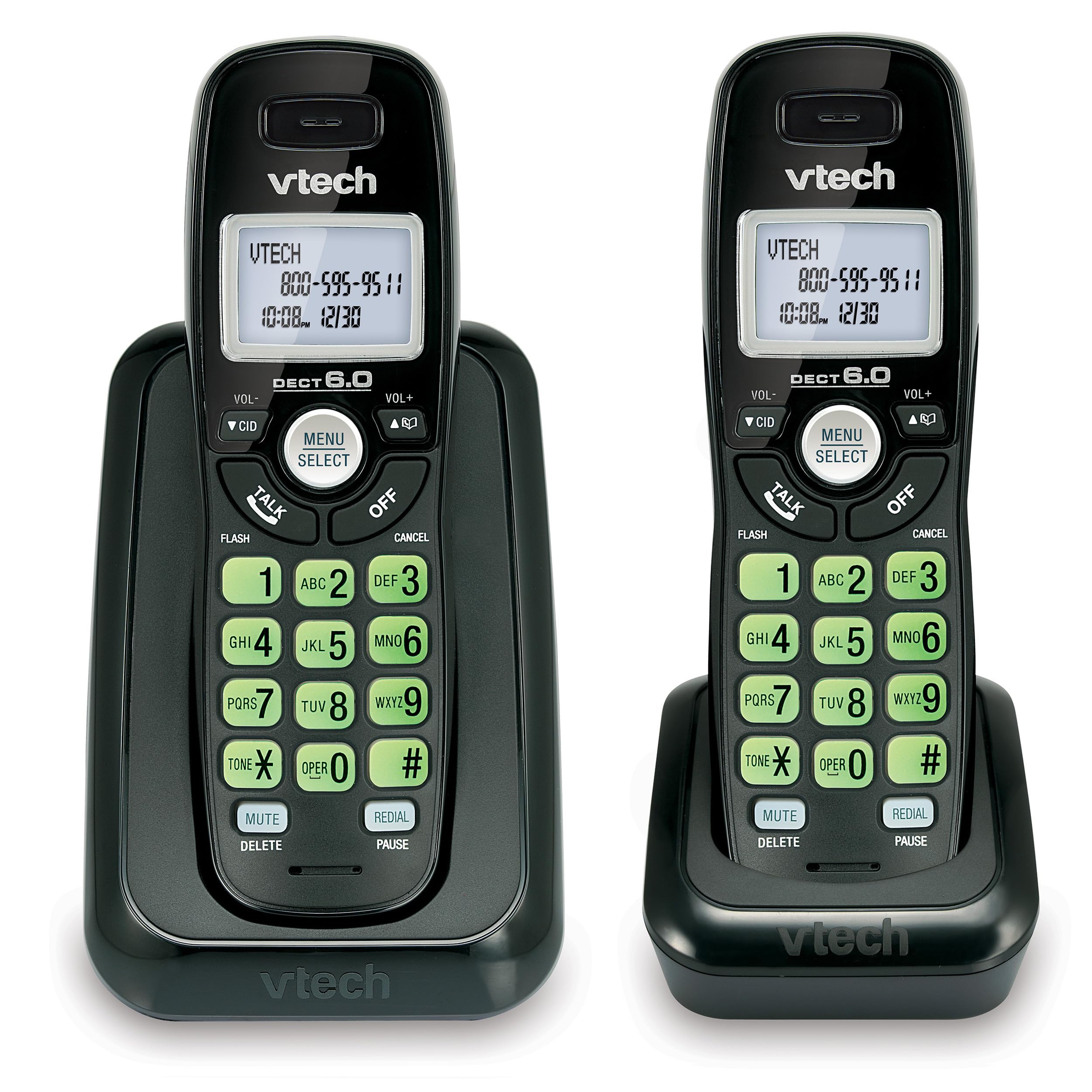 Vtech Dect 6.0 2-Handset Cordless Phone System with Caller ID, Backlit Keypad and Screen(CS6114-21), Black 🍁 All In One Marketplace Canada
