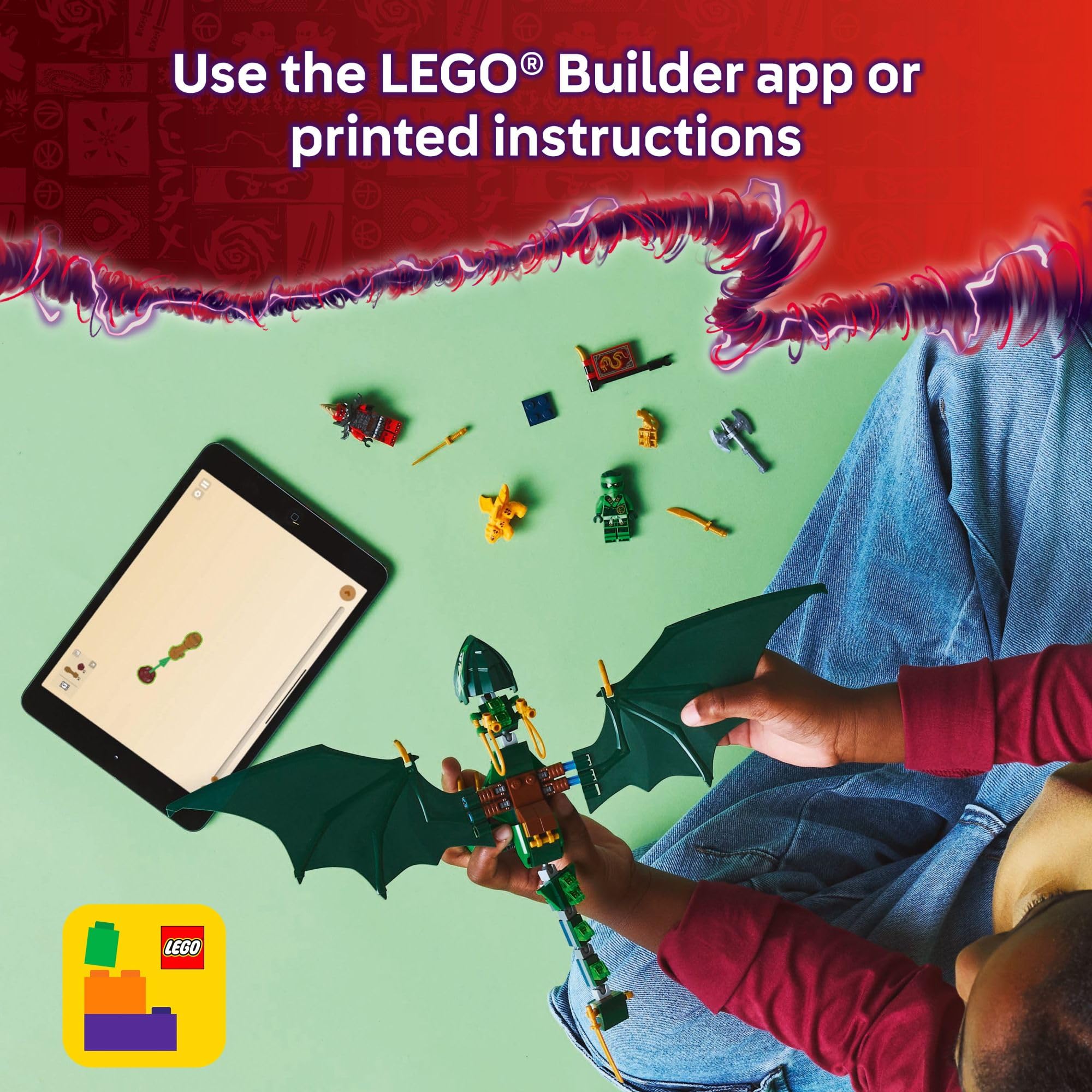 LEGO NINJAGO Lloyd's Green Forest Dragon Toy - Pretend Play Building Toy for Boys and Girls, Ages 6+ - Dragon Figurine with 2 Minifigures for Kids - Gift Idea for Birthdays - 71829 🍁 All In One Marketplace Canada