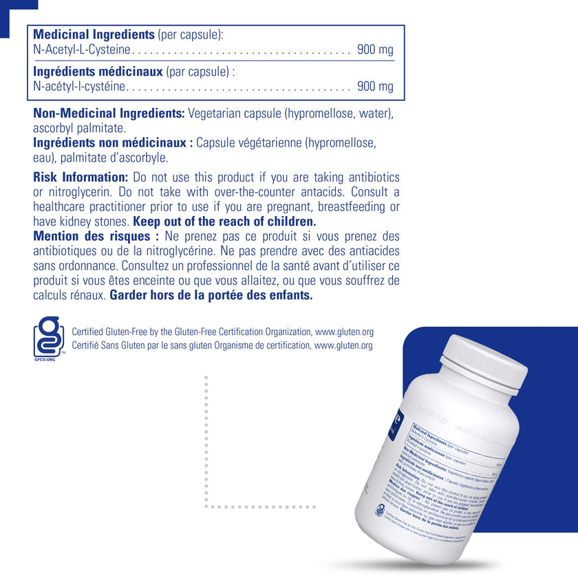 Pure Encapsulations NAC 900 mg - N-Acetyl Cysteine Amino Acid Supplement for Immune Support, Liver & Antioxidants* - 120 Capsules 🍁 All In One Marketplace Canada