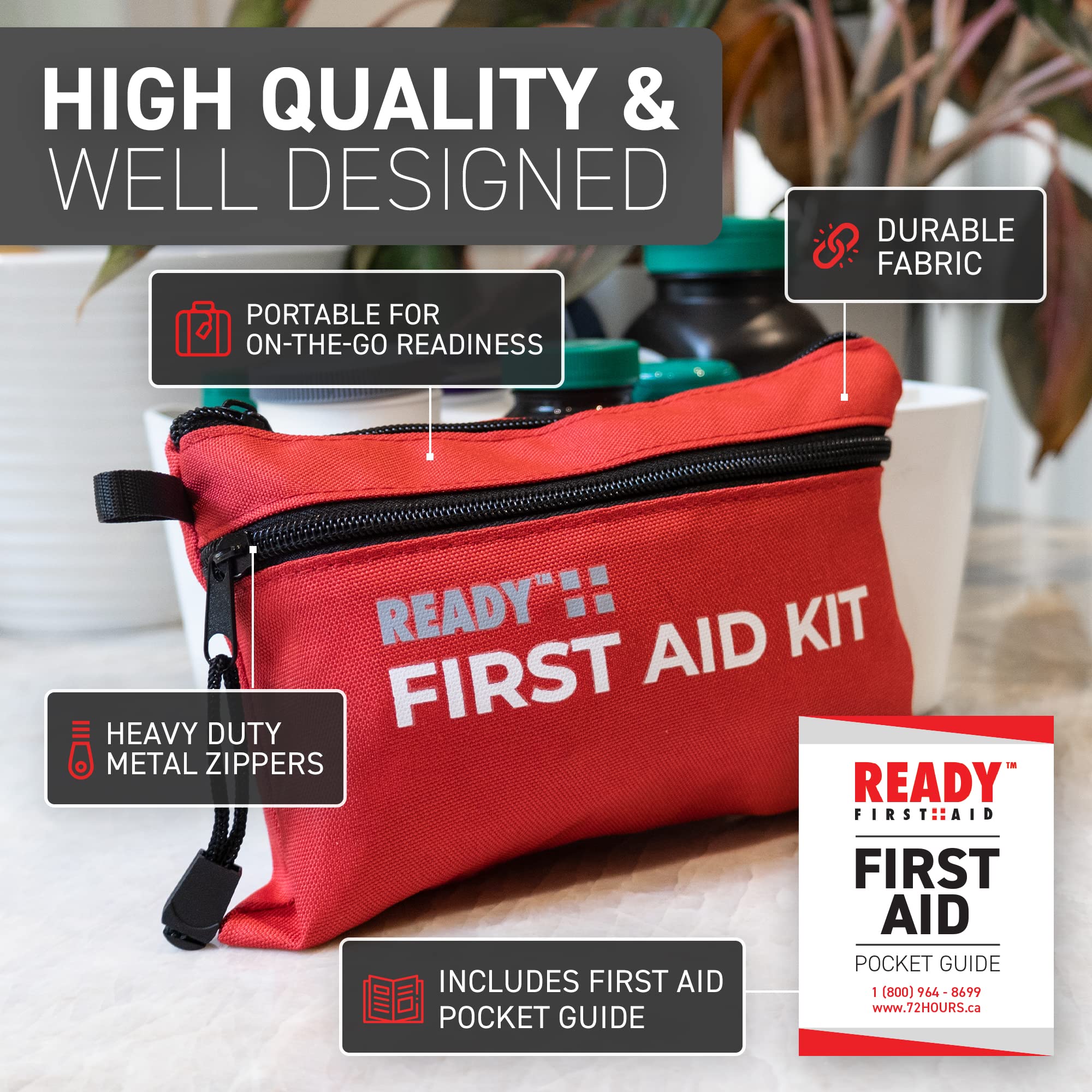 Ready First Aid 107 Piece First Aid Kit - Camping, First Aid Kit, Camping Essentials, Hiking, Home Essentials, Car Emergency Kit, Hiking Gear, First Aid Kit Travel, Car Essentials, Survival Stuff 🍁 All In One Marketplace Canada