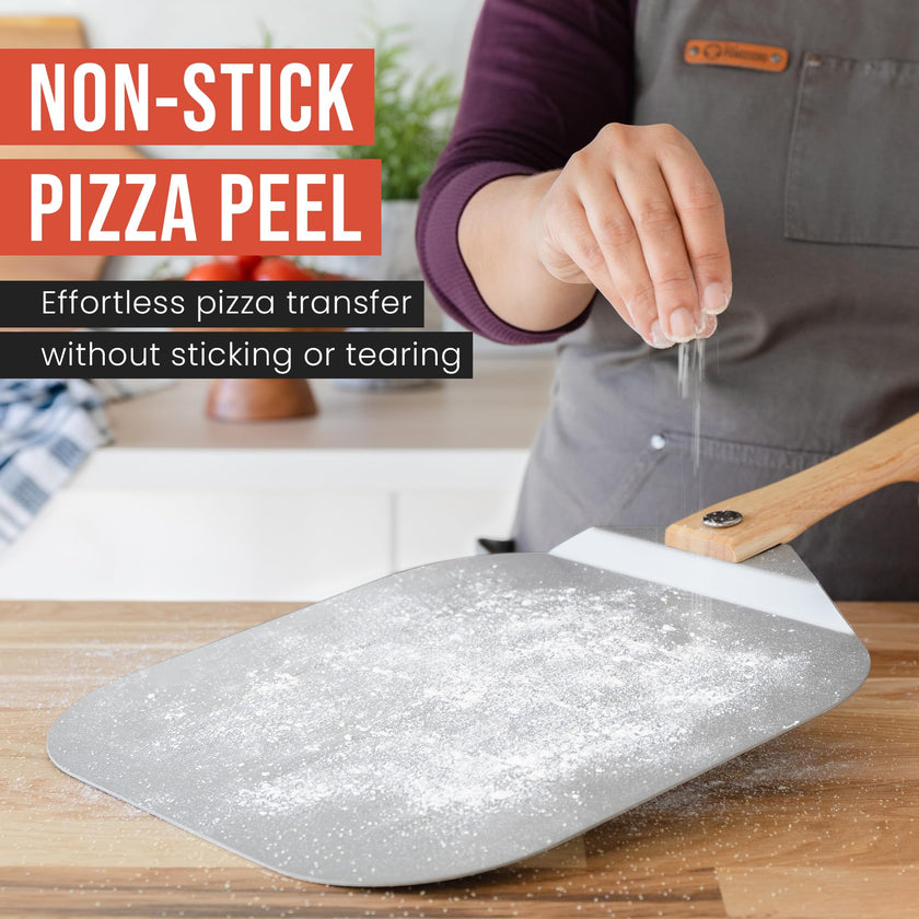 Chef Pomodoro Aluminum Metal Pizza Peel with Foldable Wood Handle for Easy Storage 12-Inch x 14-Inch, Gourmet Luxury Pizza Paddle for Baking Homemade Pizza Bread 🍁 All In One Marketplace Canada
