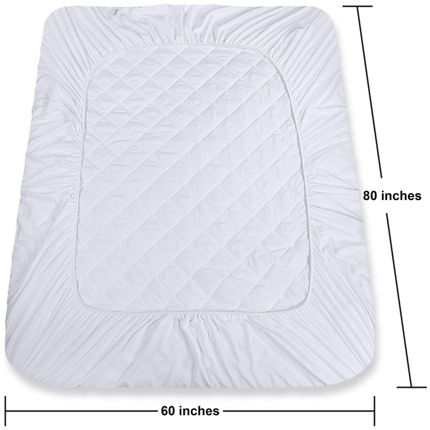 Utopia Bedding Quilted Fitted Mattress Pad, Queen Size, Elastic Fitted Mattress Topper Protector and Cover Stretches up to 16 Inches Deep, Machine Washable (White) 🍁 All In One Marketplace Canada