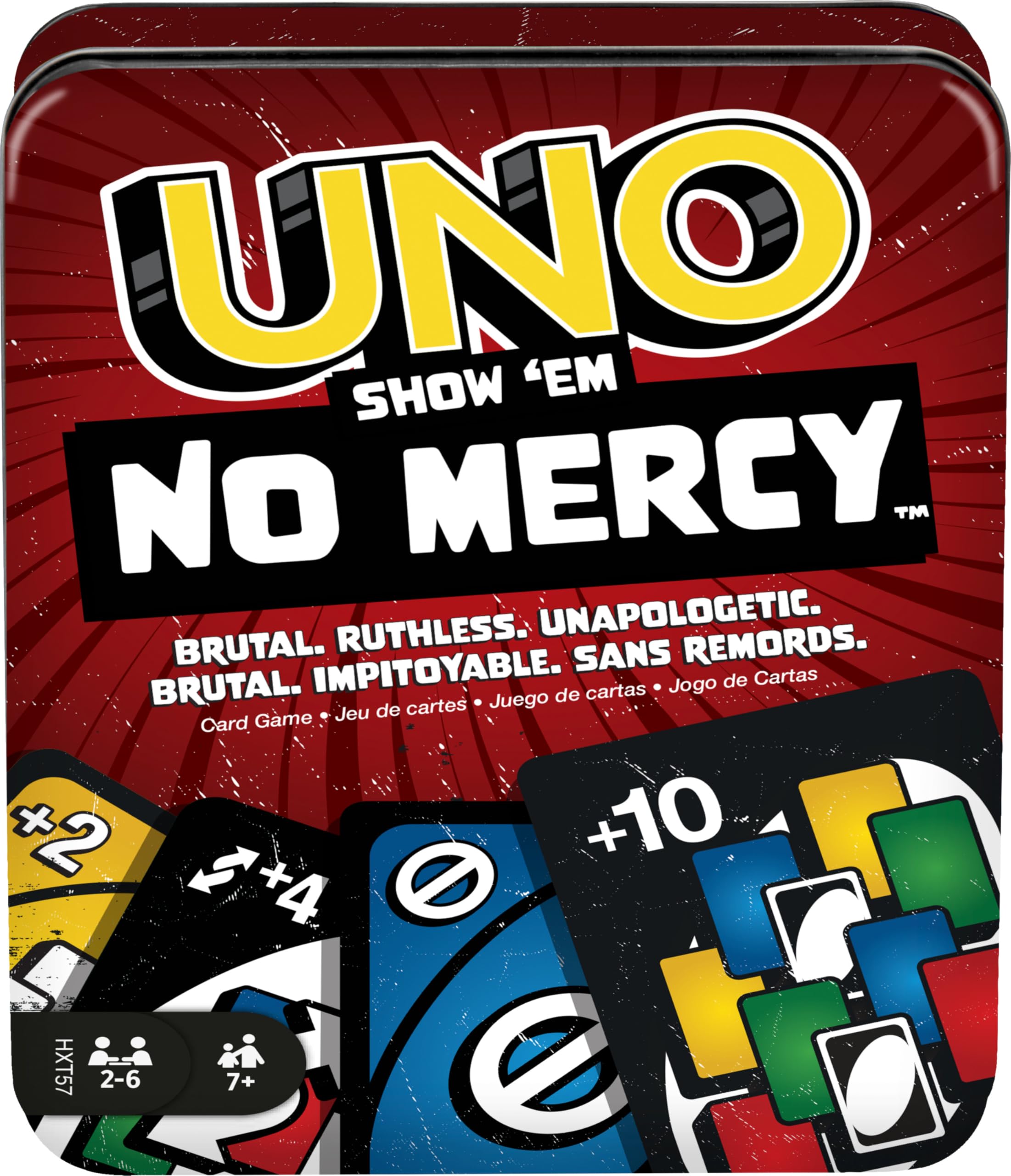 Mattel Games UNO Show ‘em No Mercy Card Game in Storage & Travel Tin for Kids, Adults & Family Night with Extra Cards, Special Rules & Tougher Penalties 🍁 All In One Marketplace Canada