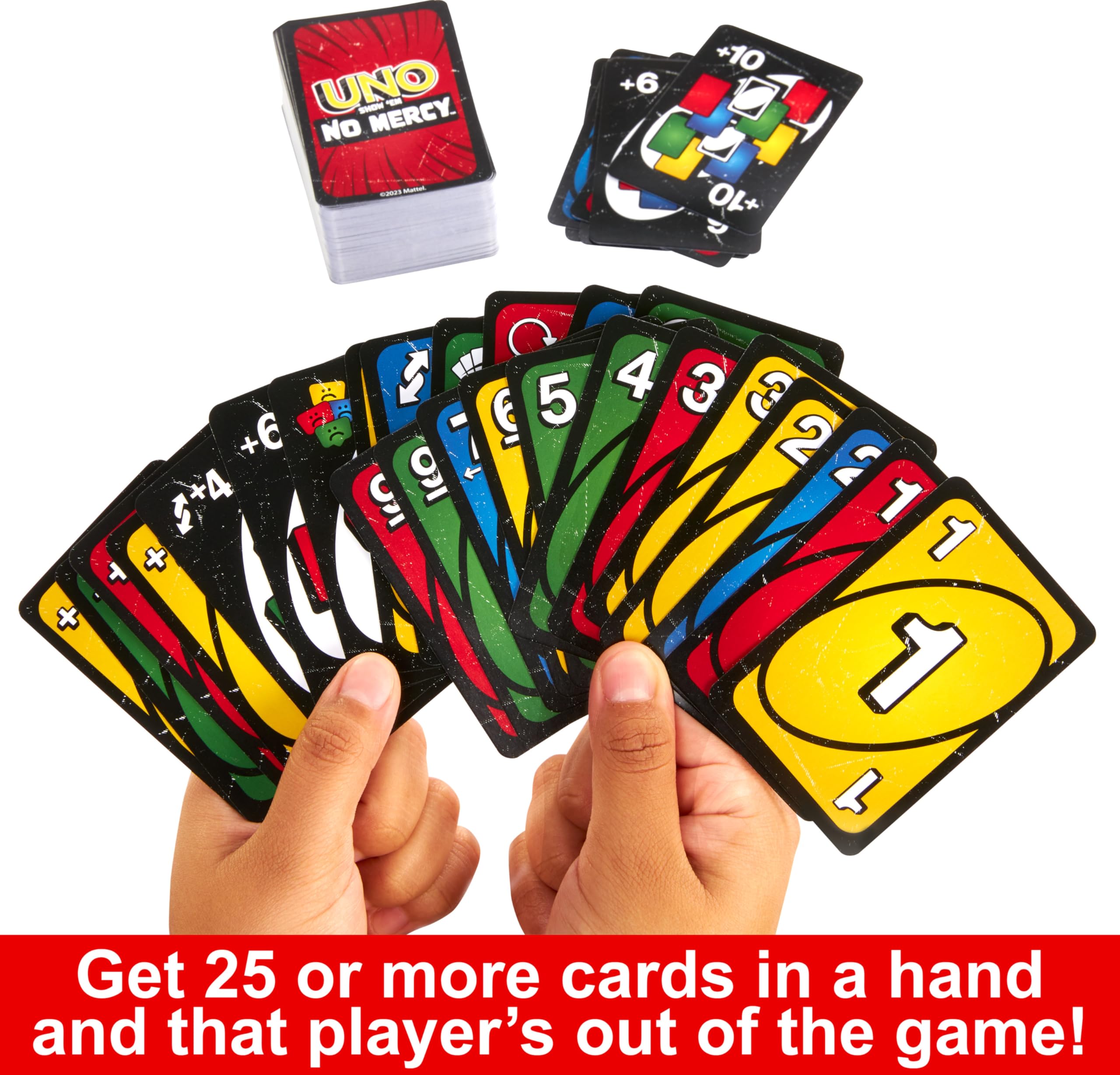 Mattel Games UNO Show ‘em No Mercy Card Game in Storage & Travel Tin for Kids, Adults & Family Night with Extra Cards, Special Rules & Tougher Penalties 🍁 All In One Marketplace Canada