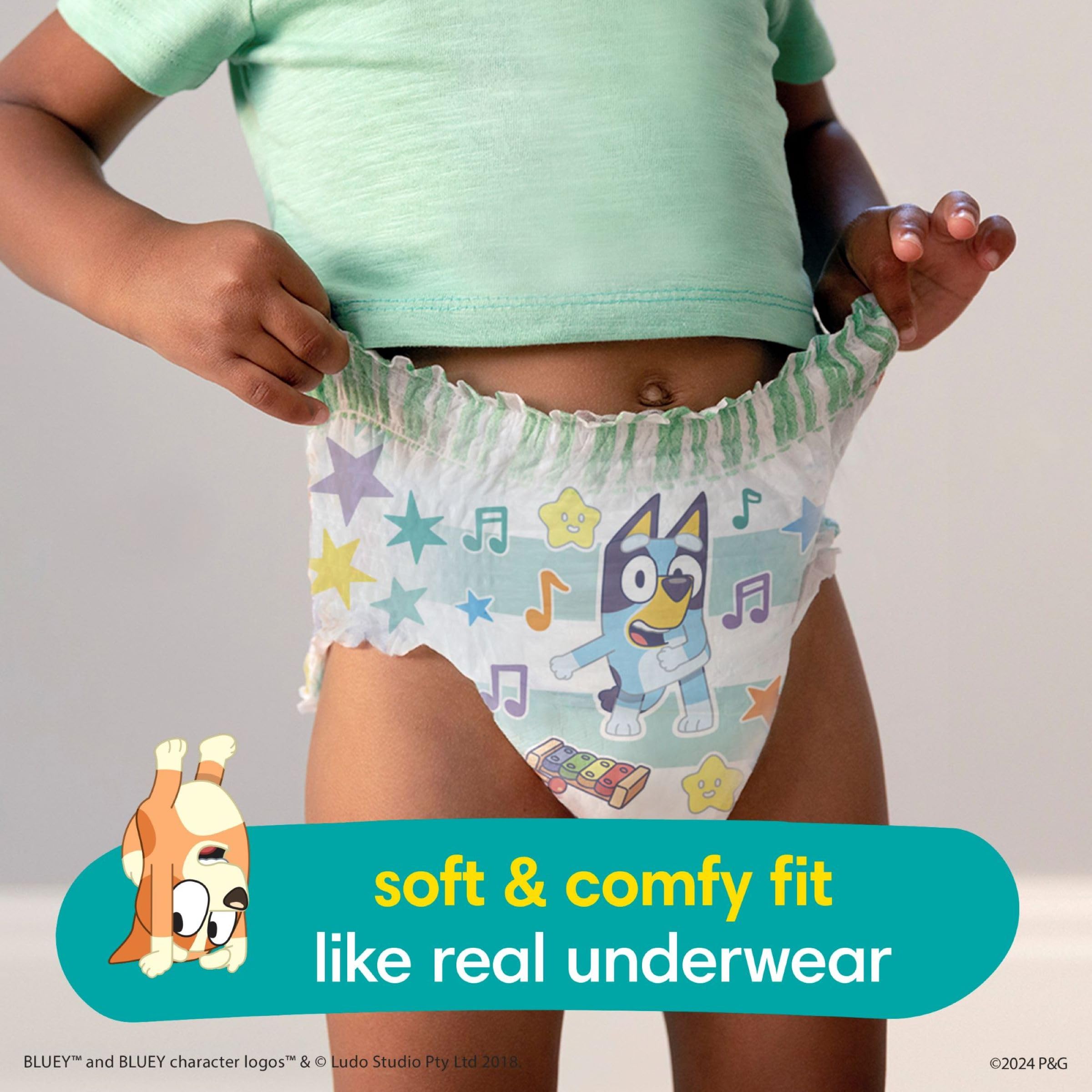 Pampers Easy Ups Girls & Boys Potty Training Pants, Size 5 (3T4T), Bluey Absorbent Training Underwear, Up to 100% Leakproof Day and Night, Hypoallergenic, 1 Pack (Count of 66) 🍁 All In One Marketplace Canada