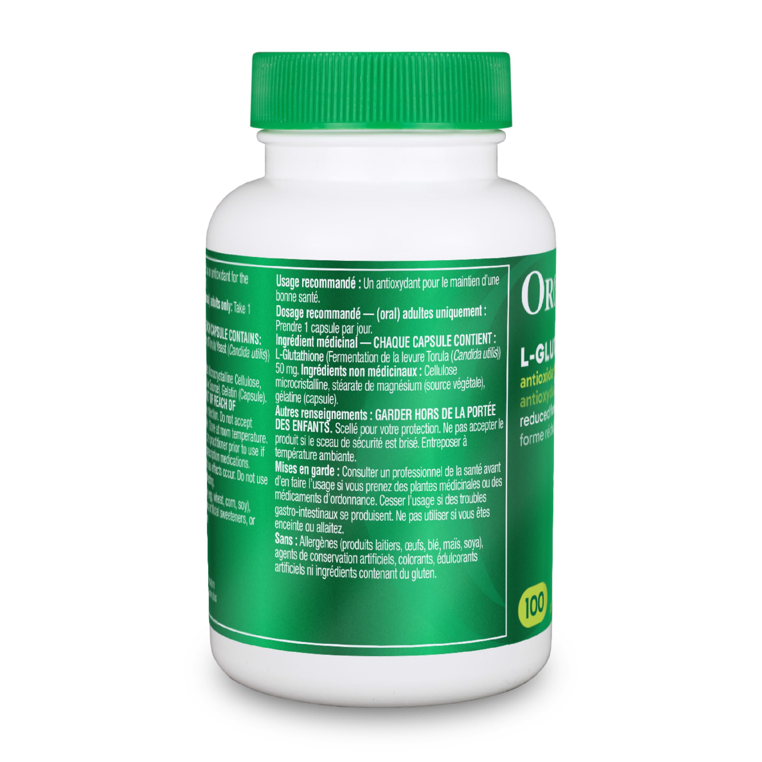Organika Canadian-Made L-Glutathione (Reduced), Antioxidant and Detox Support -100 Caps 🍁 All In One Marketplace Canada