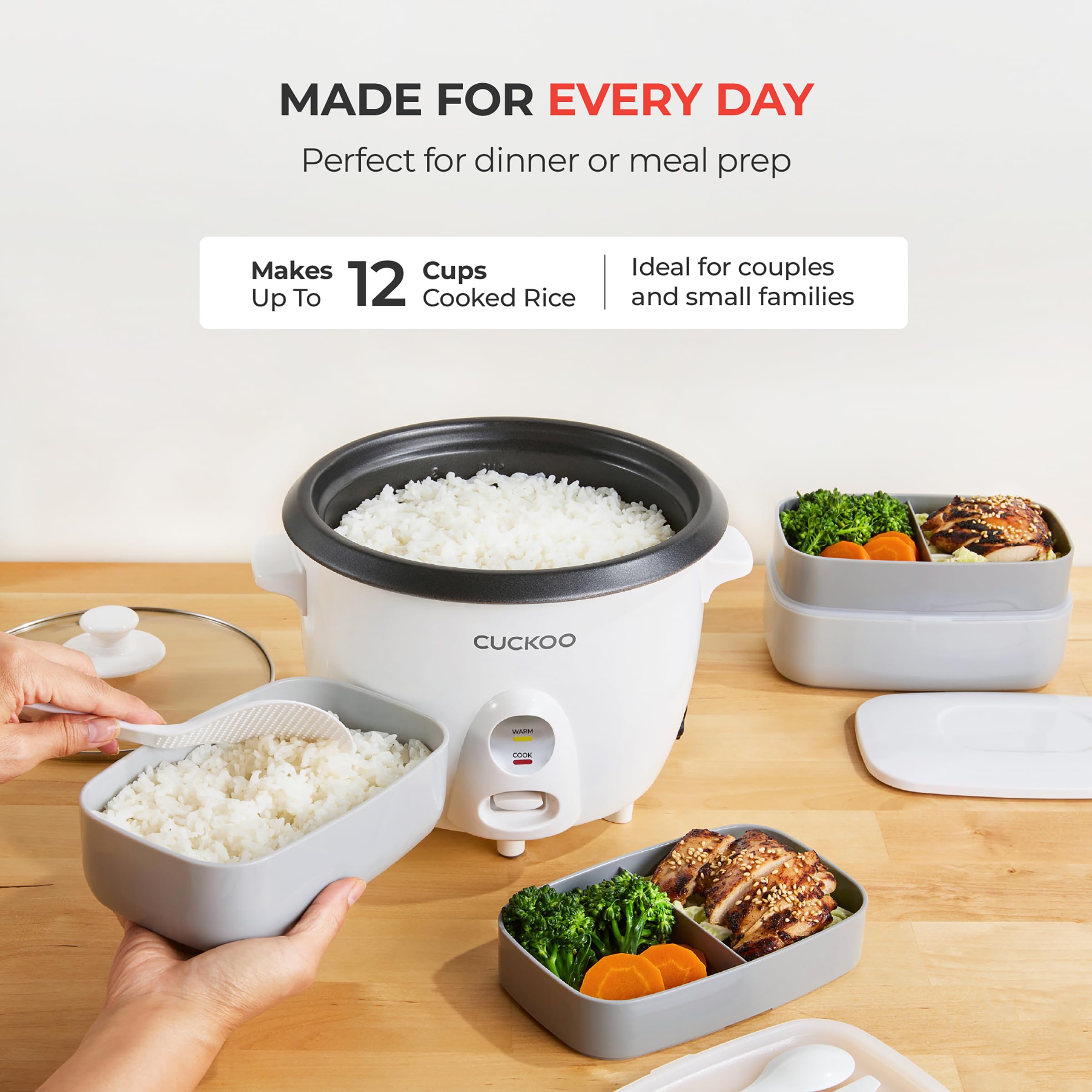CUCKOO One Touch Rice Cooker 6-Cup (Uncooked) / 12-Cup (Cooked), Small Rice Cooker & Warmer with Steamer Tray, Versatile Grain Cooker, Soup Maker, Auto Keep Warm, White (CR-0601C) 🍁 All In One Marketplace Canada