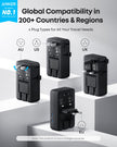 Anker Nano European Travel Plug Adapter, 5-Port Fordable Travel Adapter with 1AC 2USB-A 2USB-C Ports,Temperature Control, Essentials for Over 200 Countries, Ideal for Travel (1-Pack) (Black) 🍁 All In One Marketplace Canada