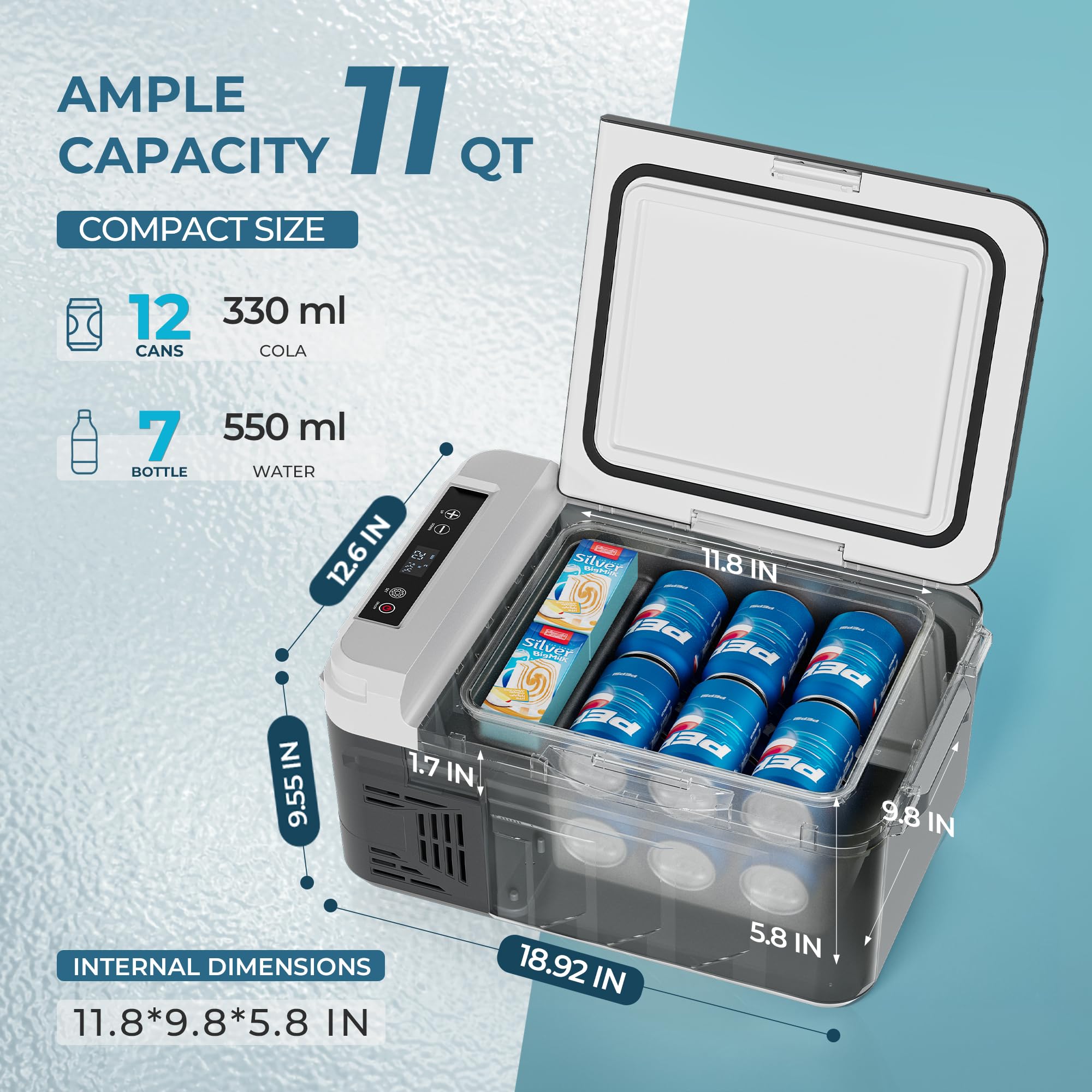 EUHOMY 12 Volt Refrigerator, 11 Quart (10L) Compressor Electric Cooler APP Control, Car Fridge 12/24V DC & 100-240V AC, Car refrigerator -4℉~68℉, Portable Freezer for RV, Camping, Travel 🍁 All In One Marketplace Canada