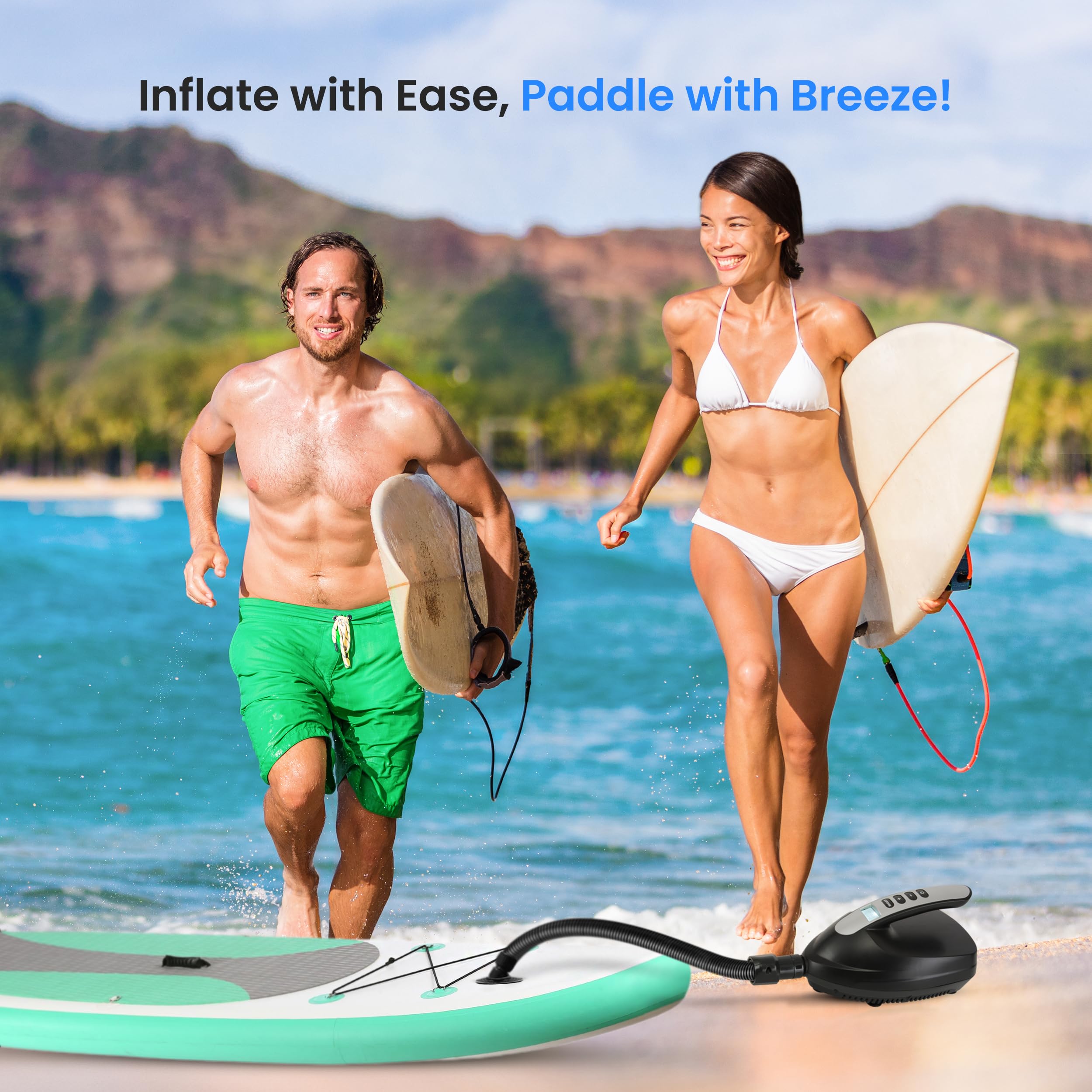 SereneLife Electric SUP Air Pump 16 PSI, Portable Paddle Board Air Compressor with Digital LCD Display, 12V DC Car Connector, Multiple Nozzle Adapters for SUPs, Boats & Inflatables 🍁 All In One Marketplace Canada