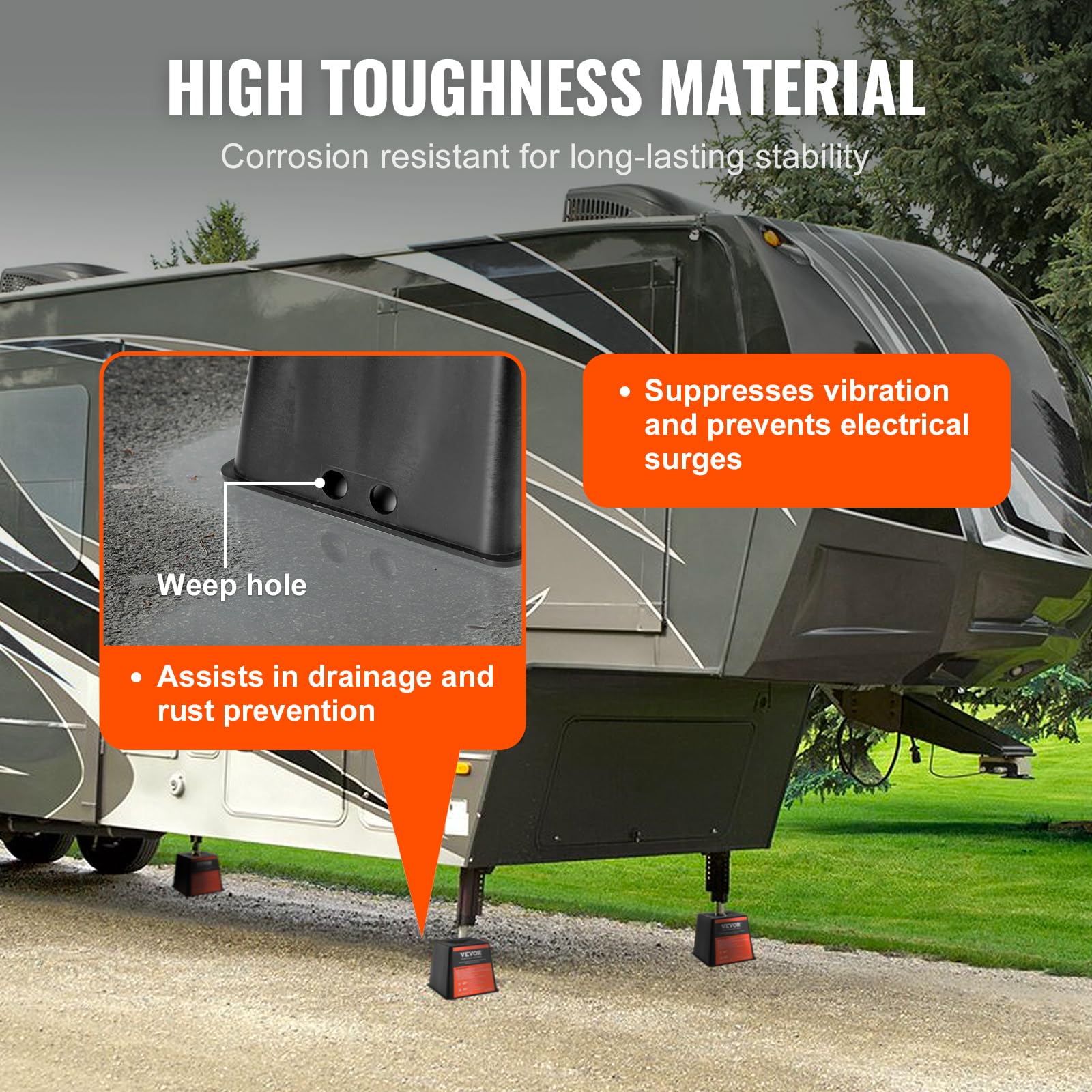VEVOR Trailer Jack Block, 6000 lbs Capacity per RV Leveling Block, Polypropylene RV Camper Stabilizer Blocks, RV Travel Accessories Use for Any Tongue Jack, Post, Foot, 5th Wheels, 4-Pack 🍁 All In One Marketplace Canada