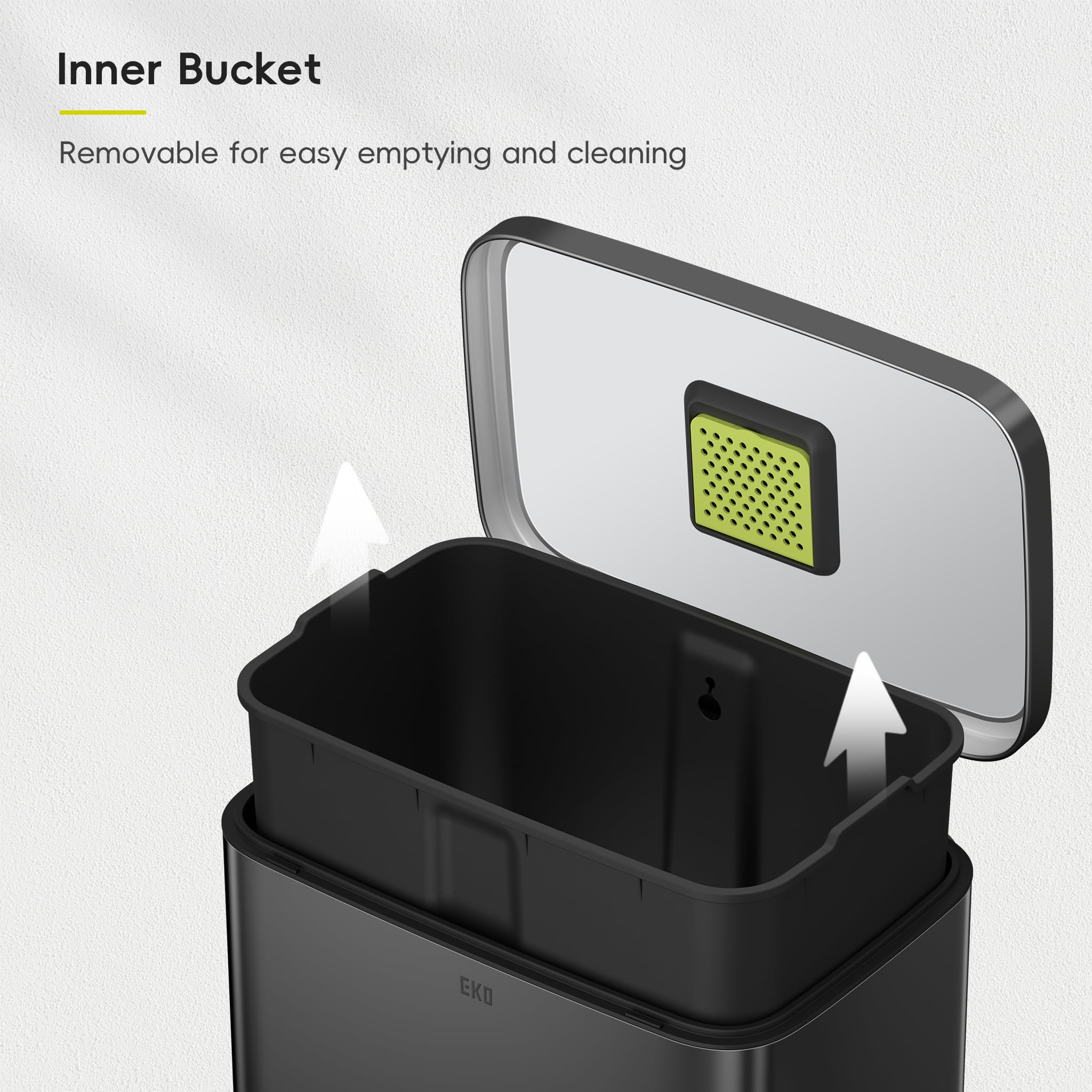 EKO Madison Matte Black 50 Liter/13.2 Gallon Step Trash Can with Inner Liner - Fingerprint Resistant Finish 🍁 All In One Marketplace Canada
