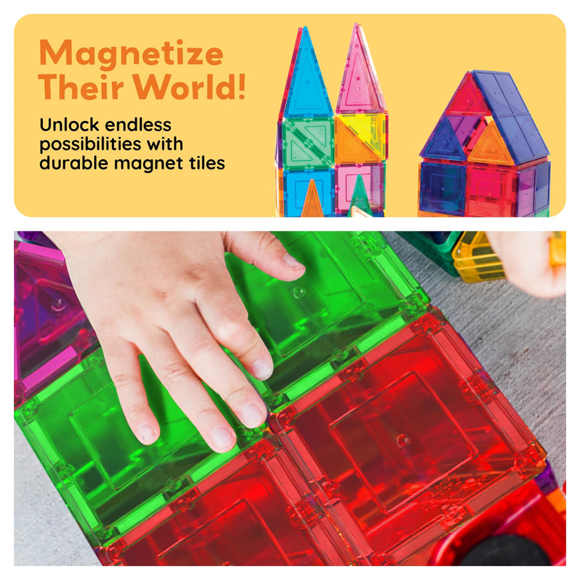 PicassoTiles 100 Piece Set 100pcs Magnet Building Tiles Clear Magnetic 3D Building Blocks Construction Playboards, Creativity beyond Imagination, Inspirational, Recreational, Educational Conventional 🍁 All In One Marketplace Canada