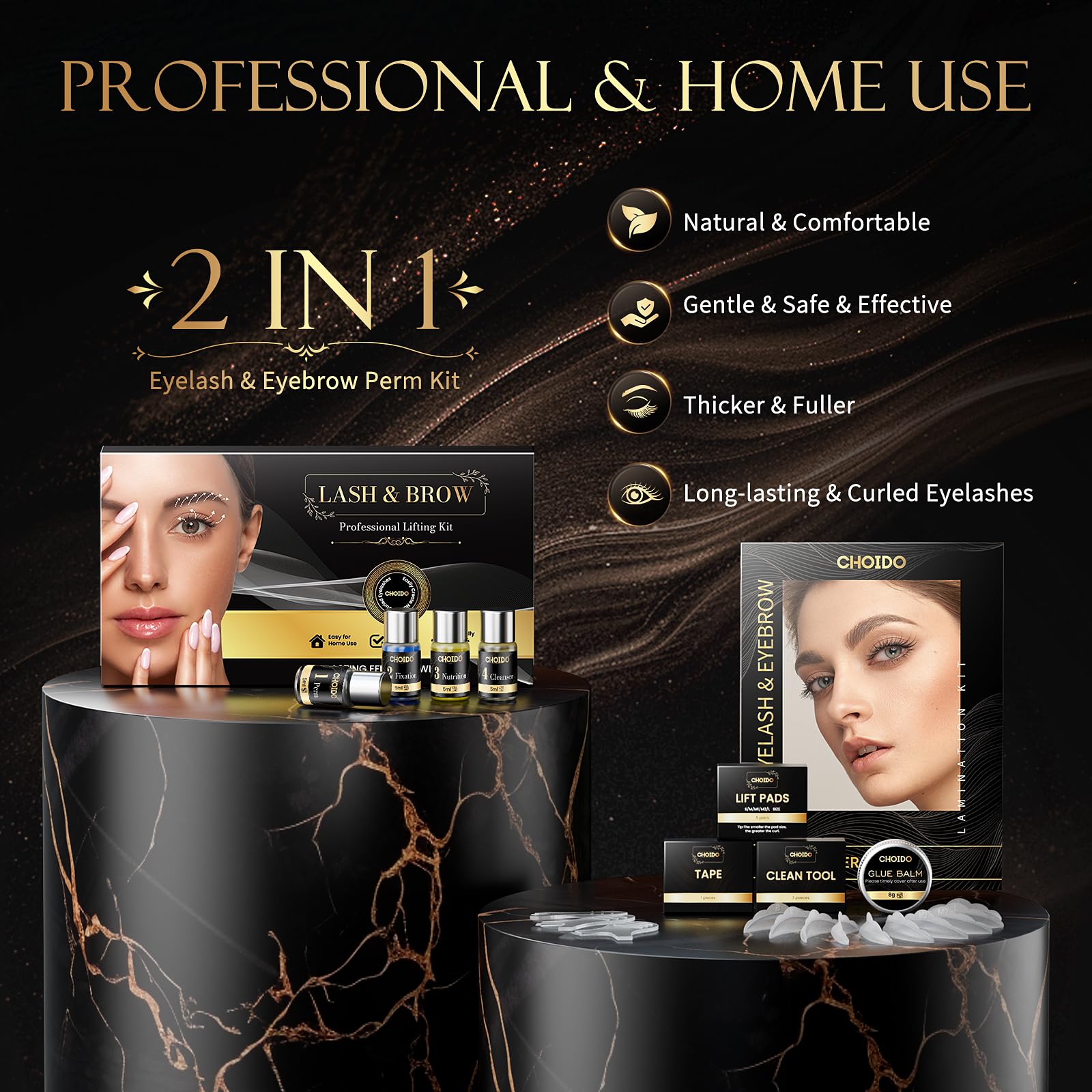 Lash Lift & Brow Lamination Kit 2-in-1, Professional DIY Eyelash Perm for Home Use & Salon, Long-Lasting Curl Effect Up to 8 Weeks - Easy Application 🍁 All In One Marketplace Canada