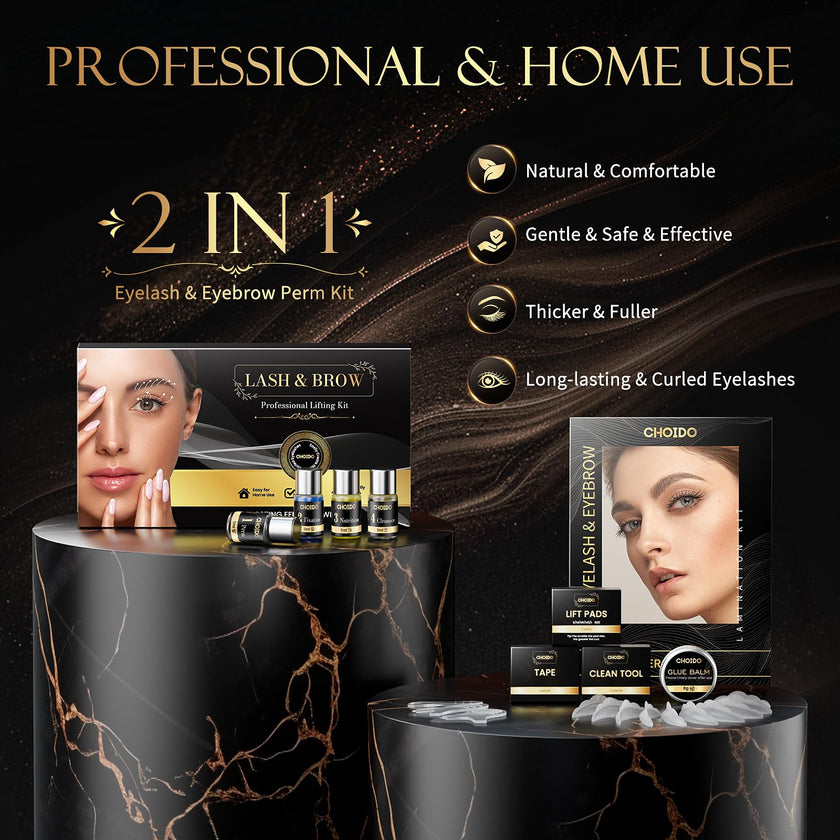 Lash Lift & Brow Lamination Kit 2-in-1, Professional DIY Eyelash Perm for Home Use & Salon, Long-Lasting Curl Effect Up to 8 Weeks - Easy Application 🍁 All In One Marketplace Canada