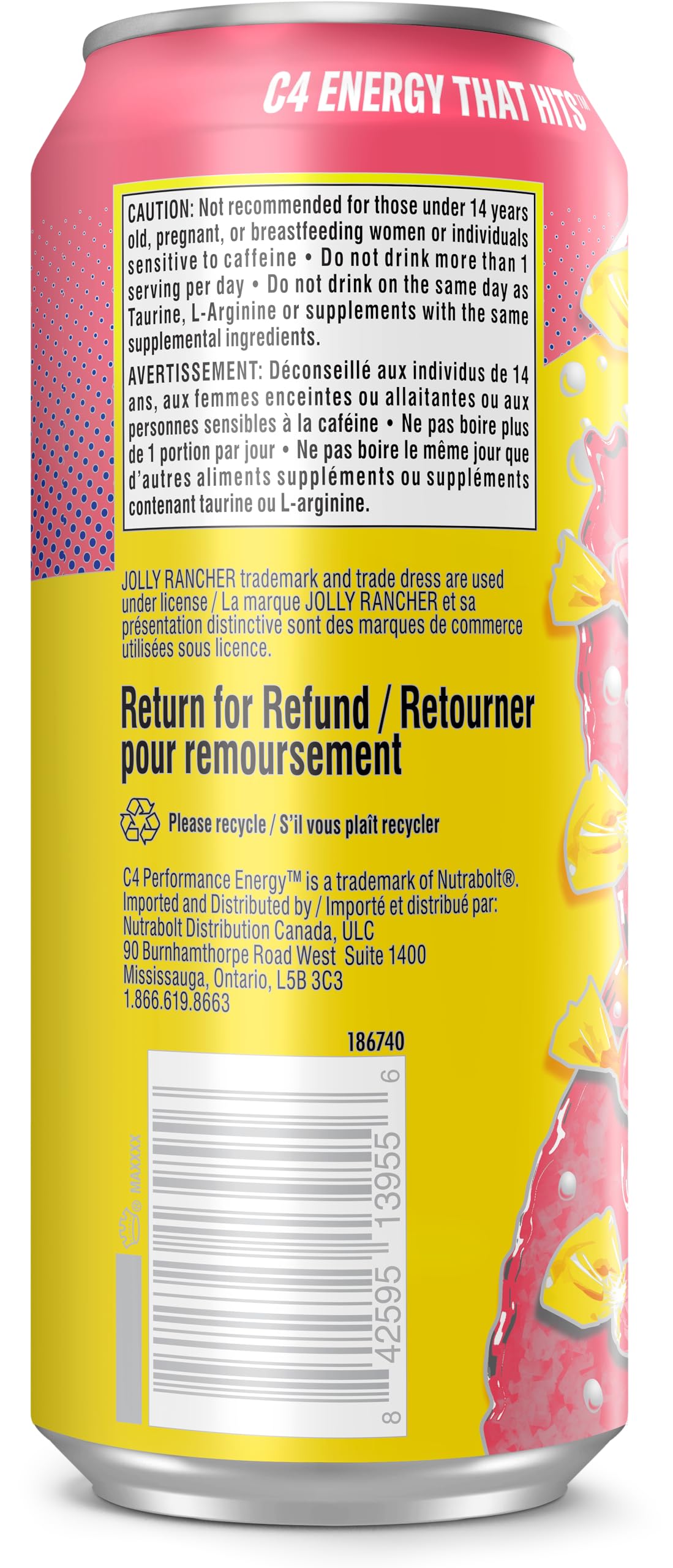 Cellucor C4 Performance Energy Drink, Jolly Rancher Watermelon, Carbonated Sugar Free Drink with no Artificial Colours or Dyes, 473mL, 12 count 🍁 All In One Marketplace Canada