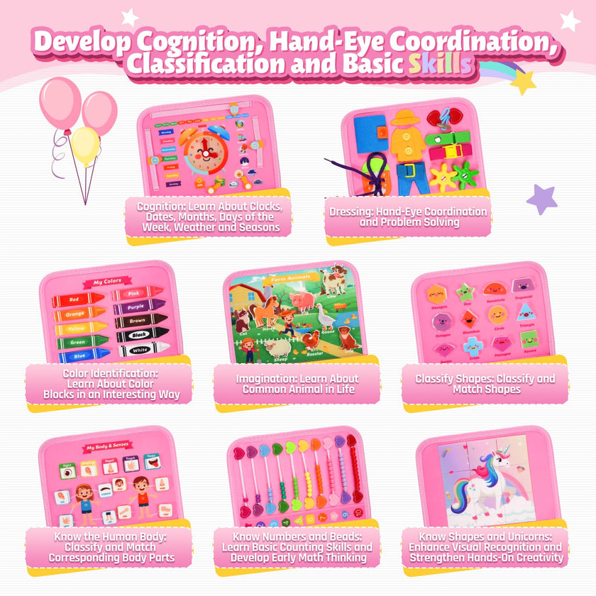ZOOI Toddler Toys Busy Board - Montessori Toys for 1-5 Year Old Boy Girl Birthday Gifts for Kids, Sensory Toys Baby Essentials, Busy Book for Toddlers 1-5 Year Old, Airplane Activities Toys Gifts 🍁 All In One Marketplace Canada